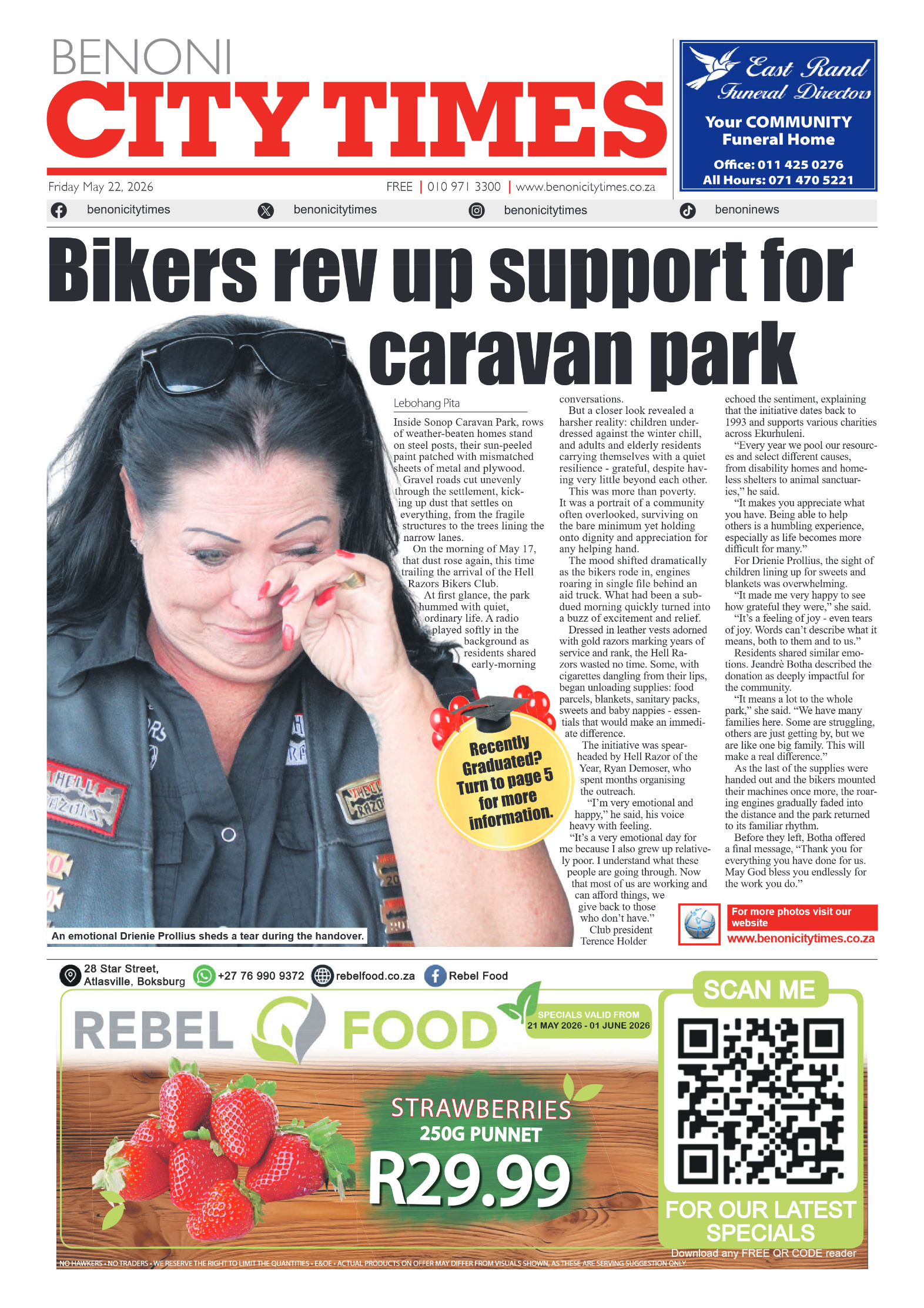 Benoni City Times 22 May 2026 page 1