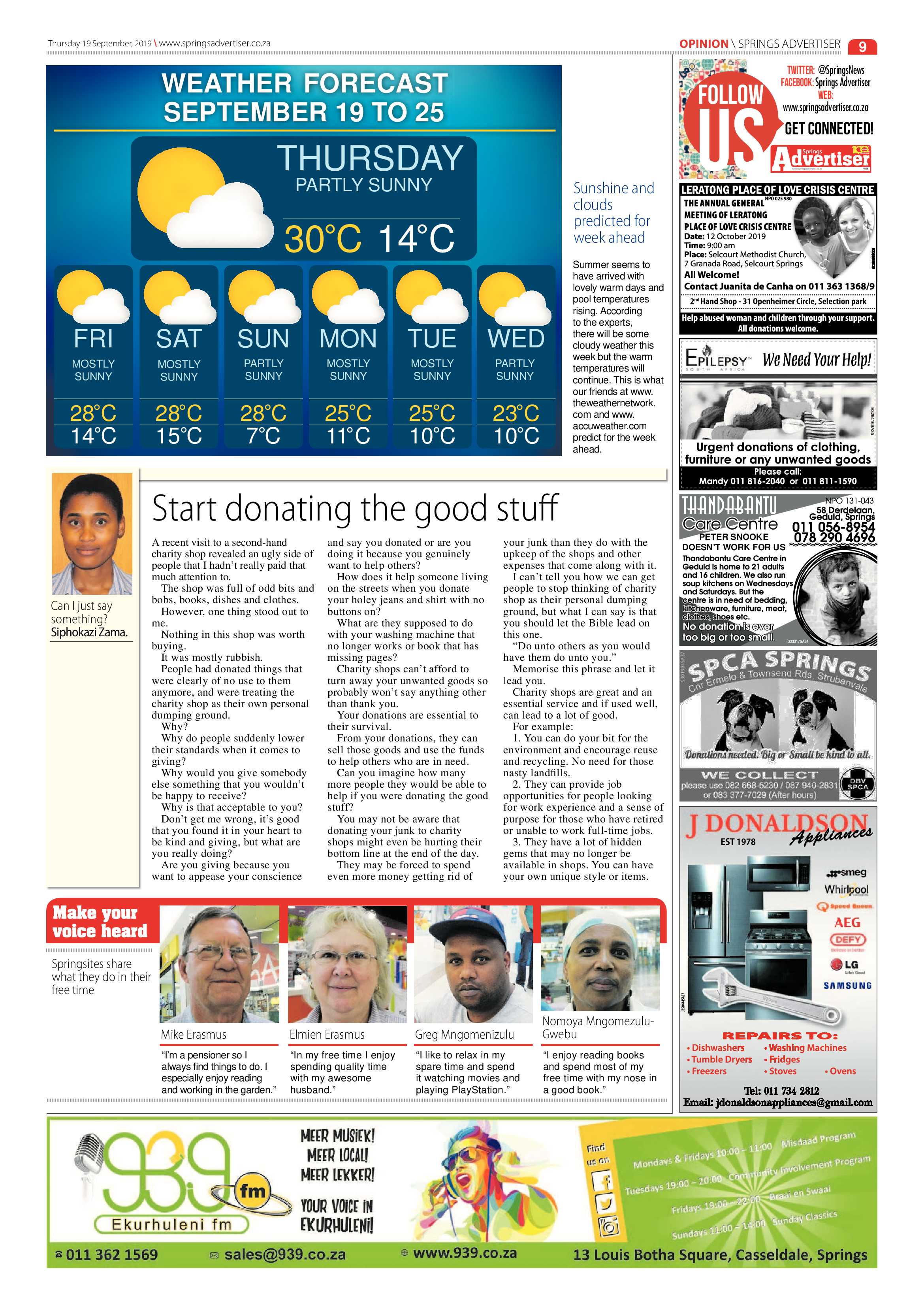 Spring Advertiser 19 September 2019 page 9