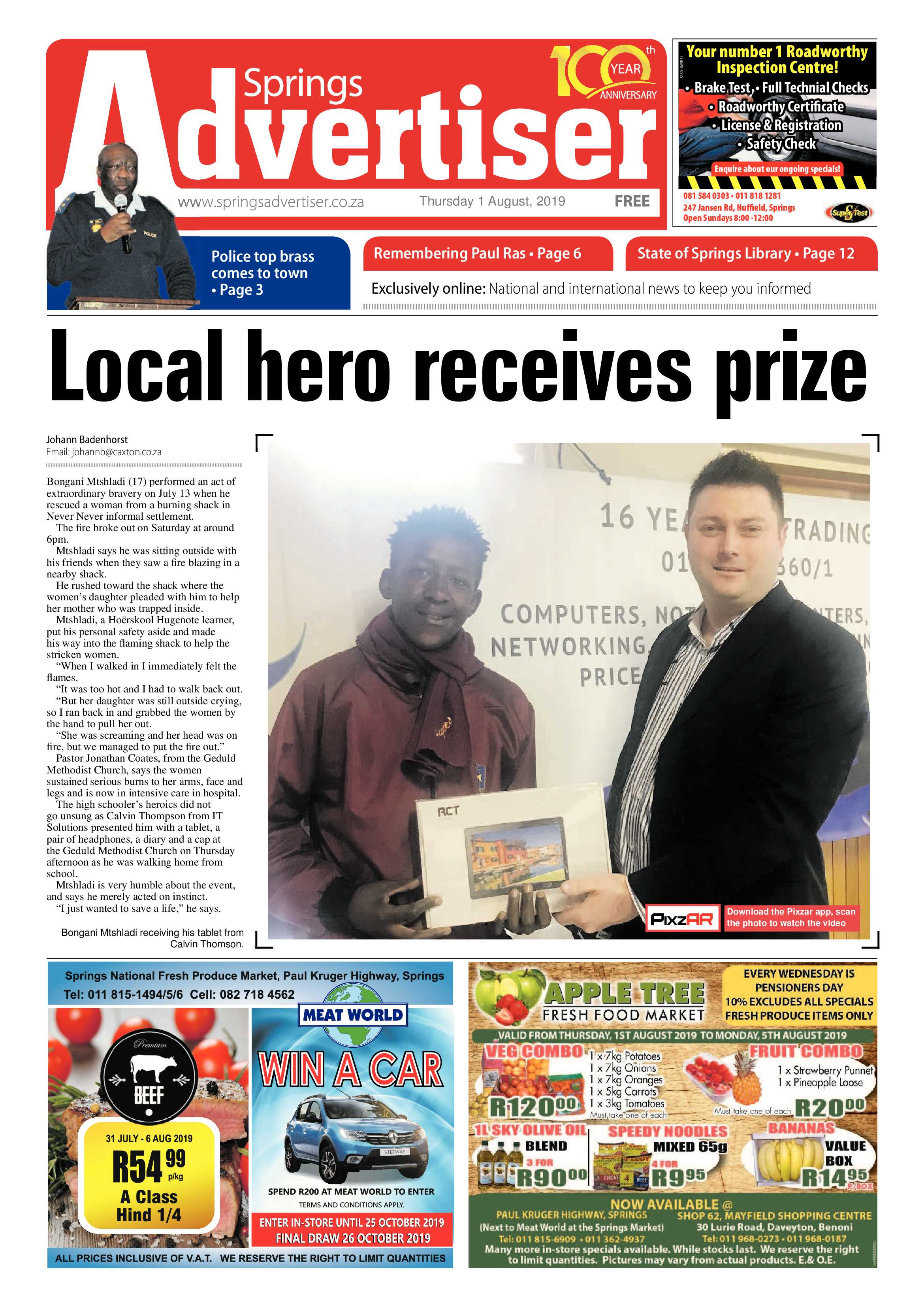 Springs Advertiser 01 August 2019 page 1