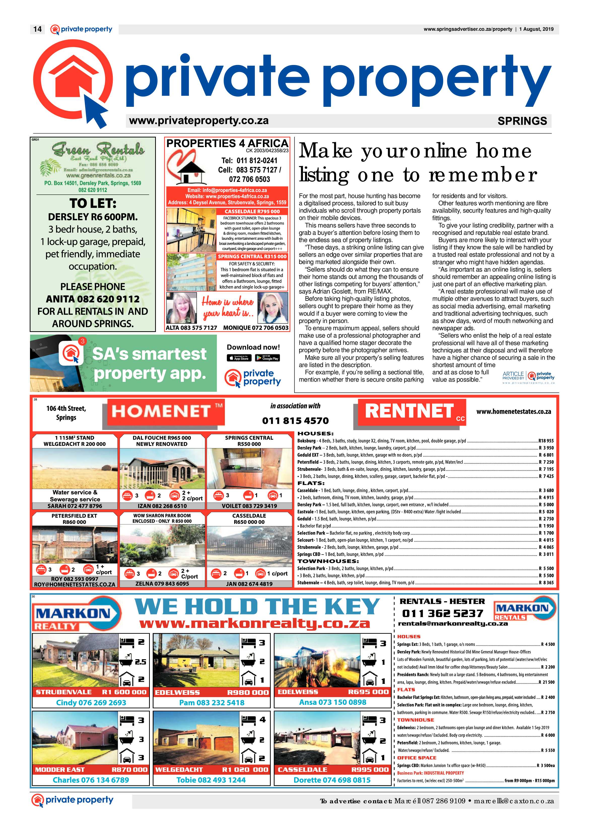 Springs Advertiser 01 August 2019 page 14