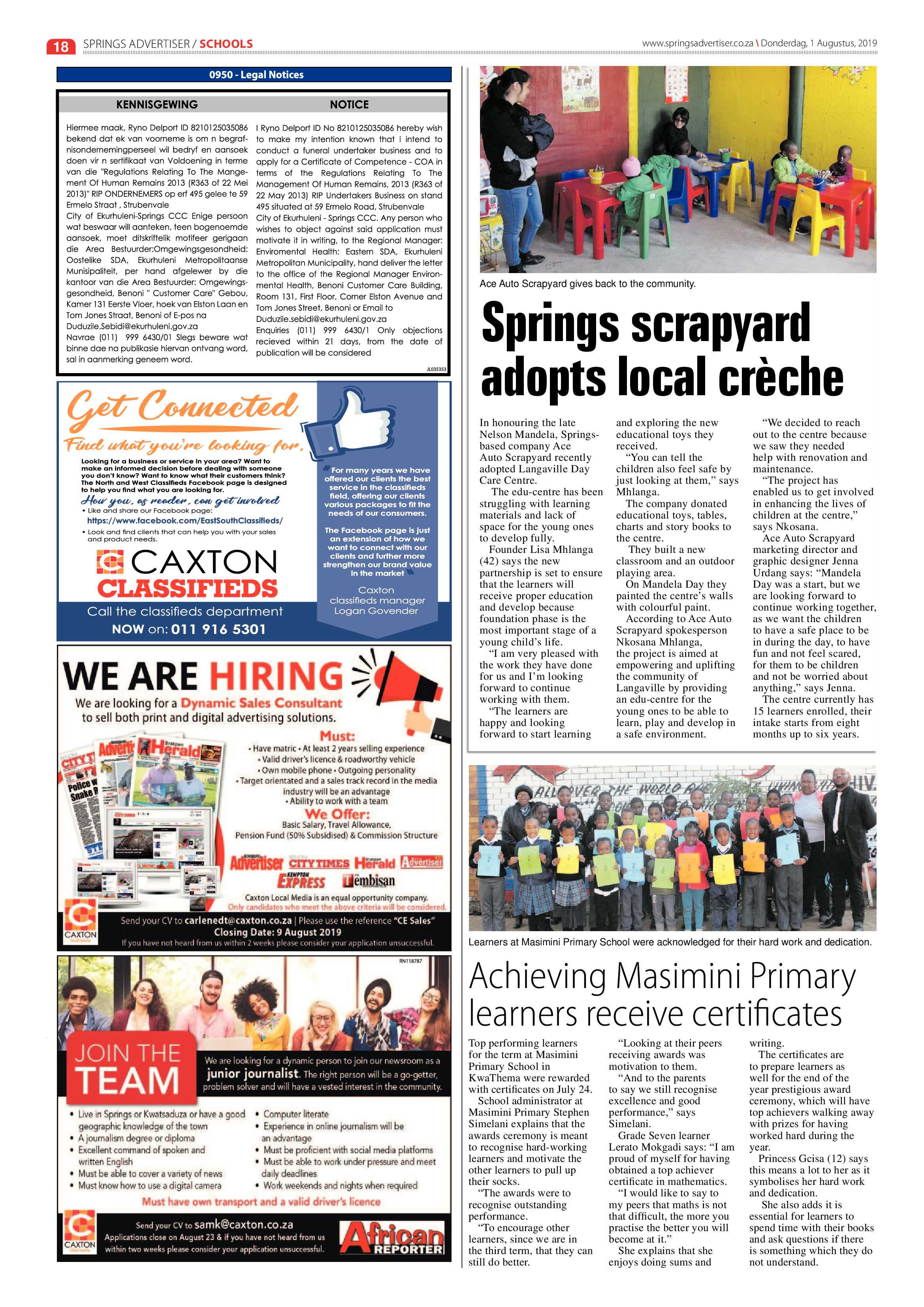 Springs Advertiser 01 August 2019 page 18