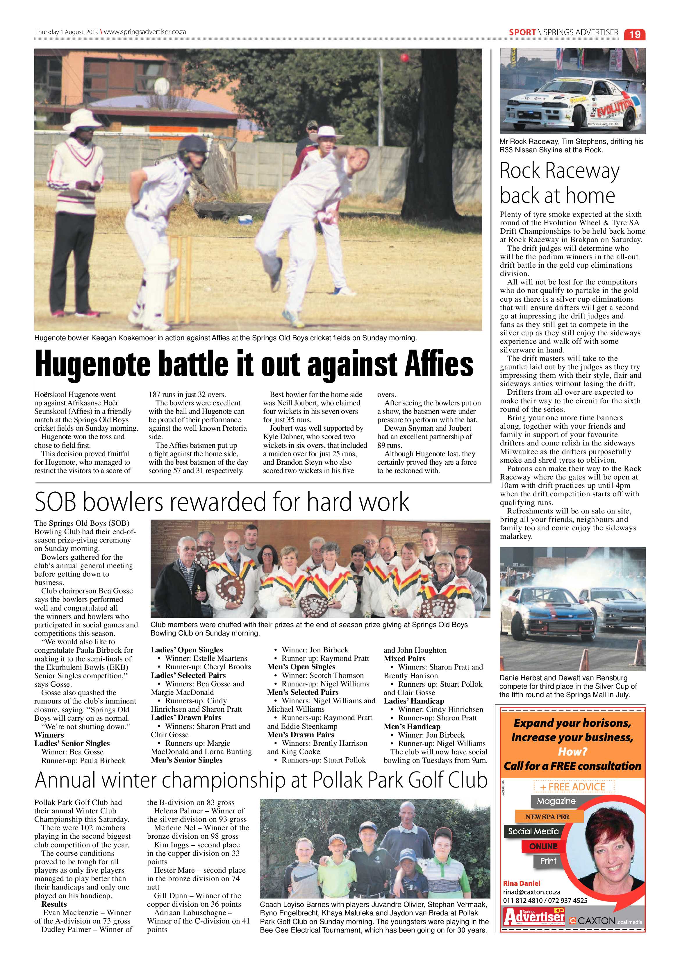 Springs Advertiser 01 August 2019 page 19