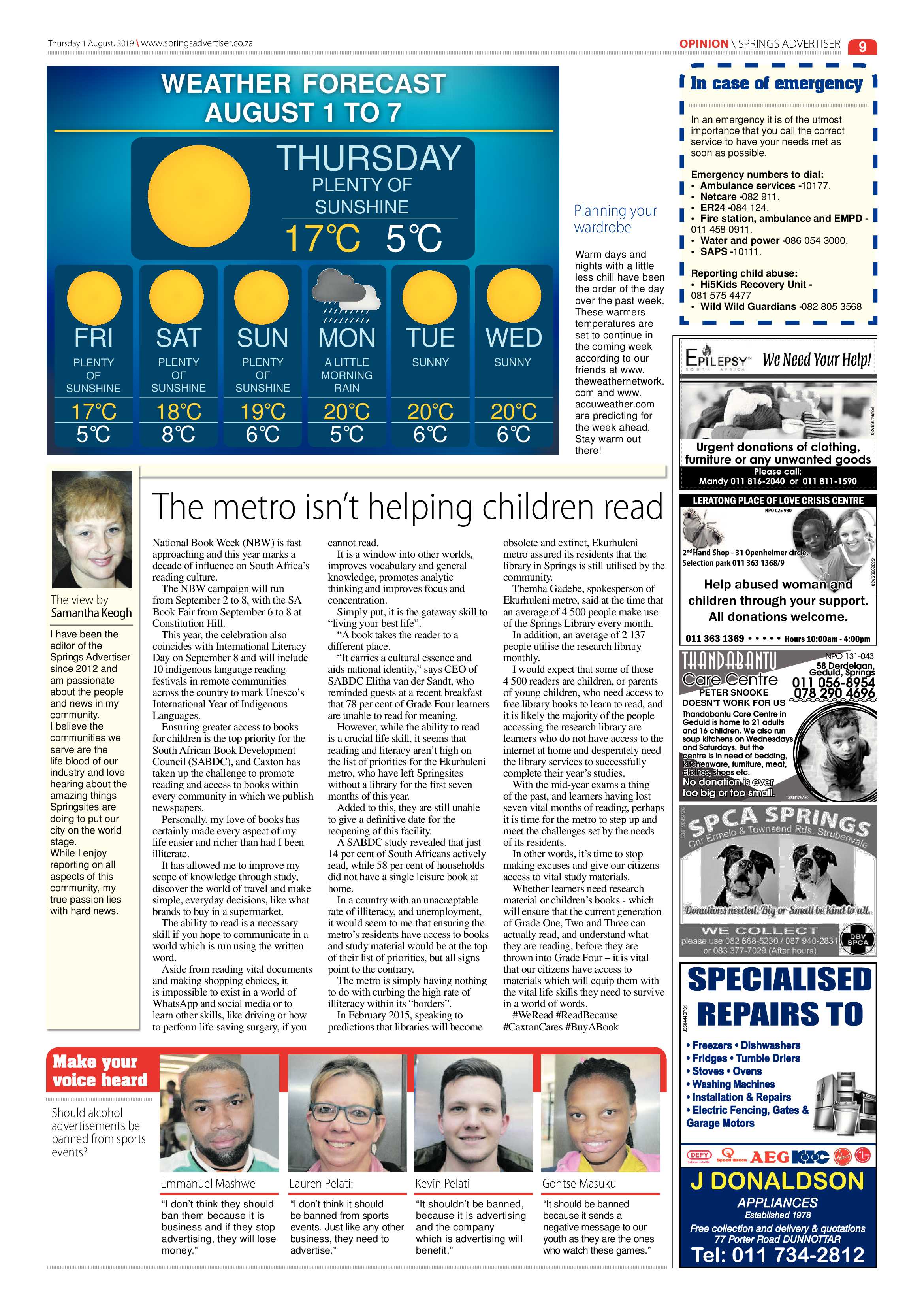 Springs Advertiser 01 August 2019 page 9