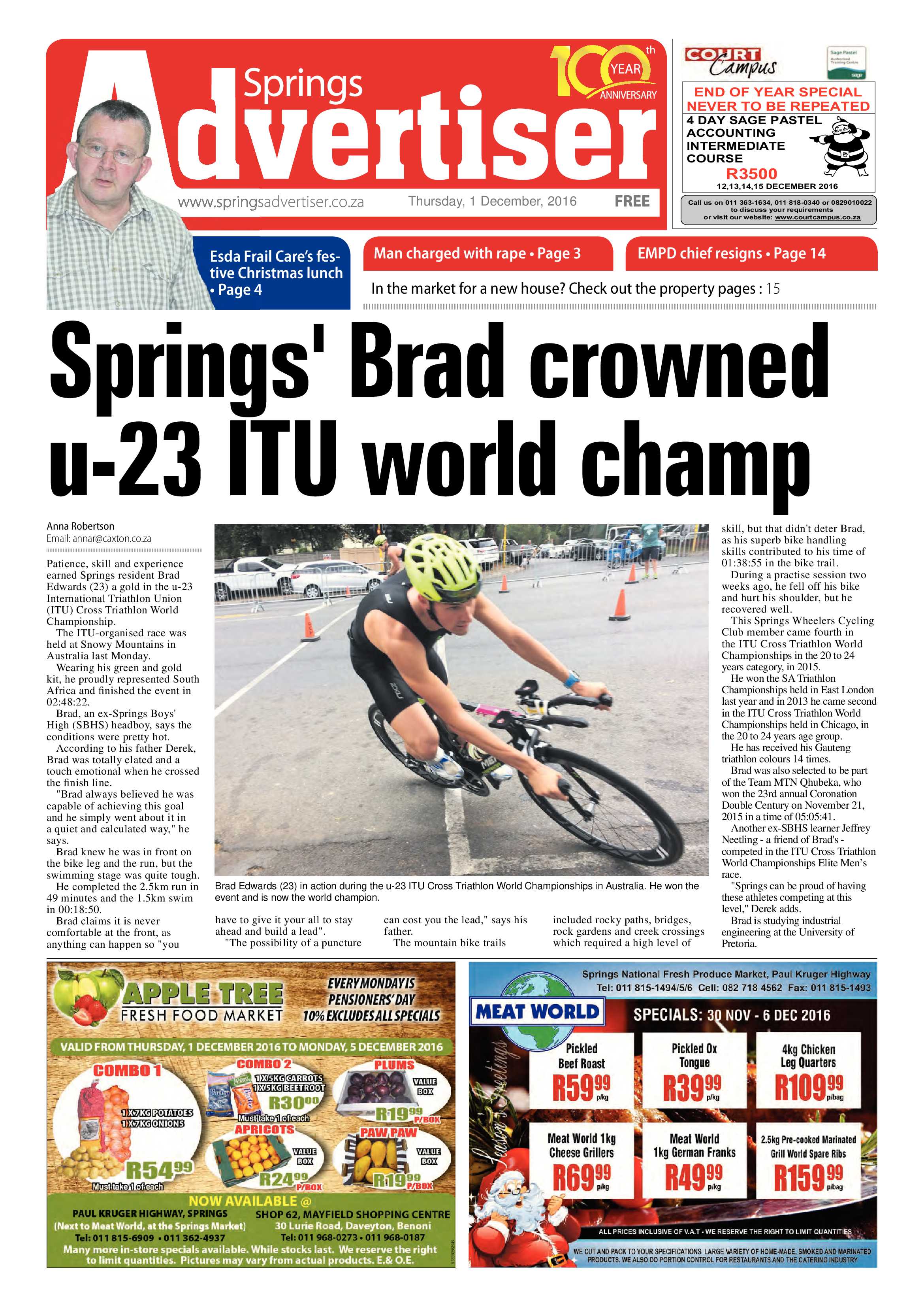 Springs Advertiser 01 December 2016 page 1