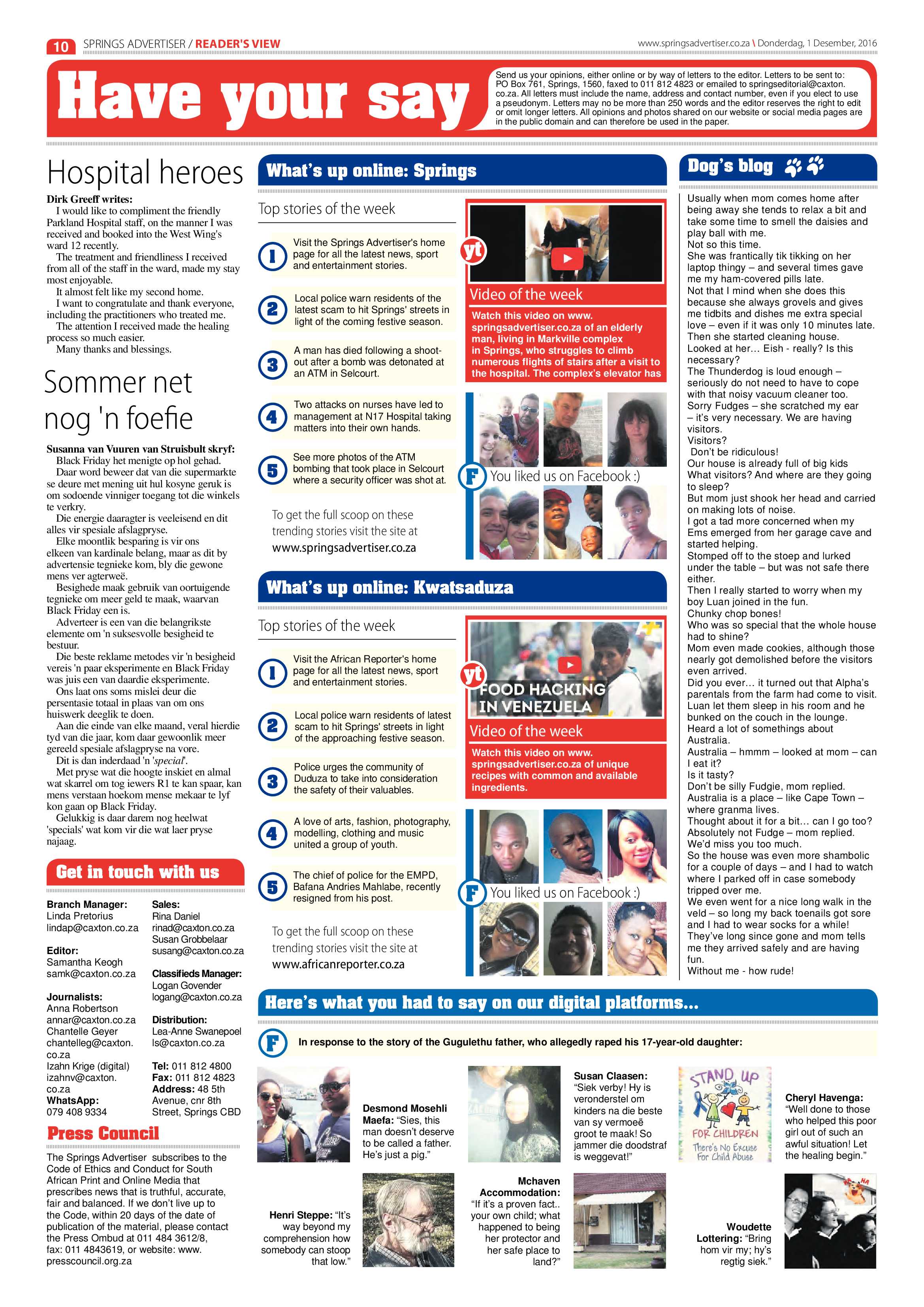 Springs Advertiser 01 December 2016 page 10
