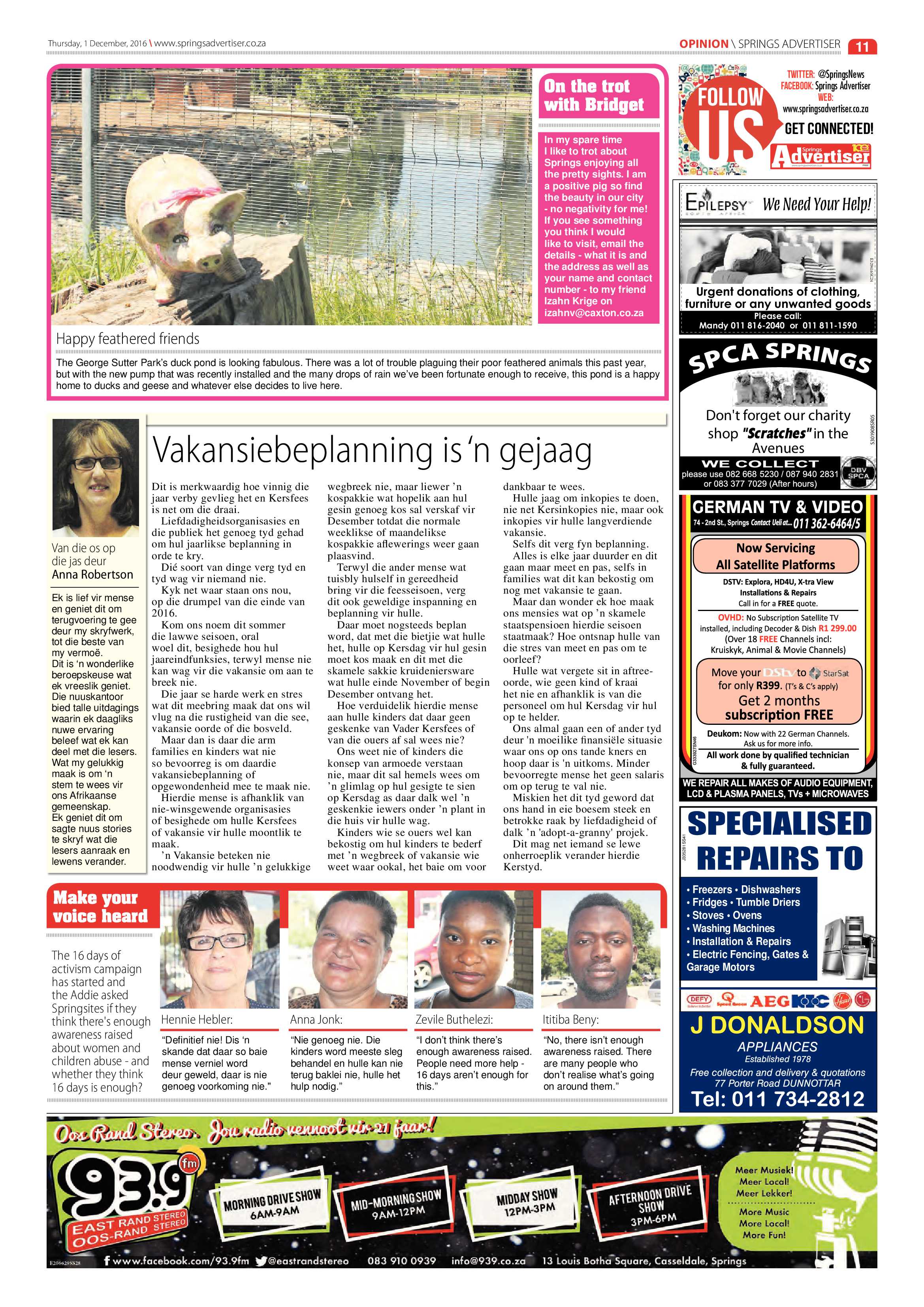 Springs Advertiser 01 December 2016 page 11