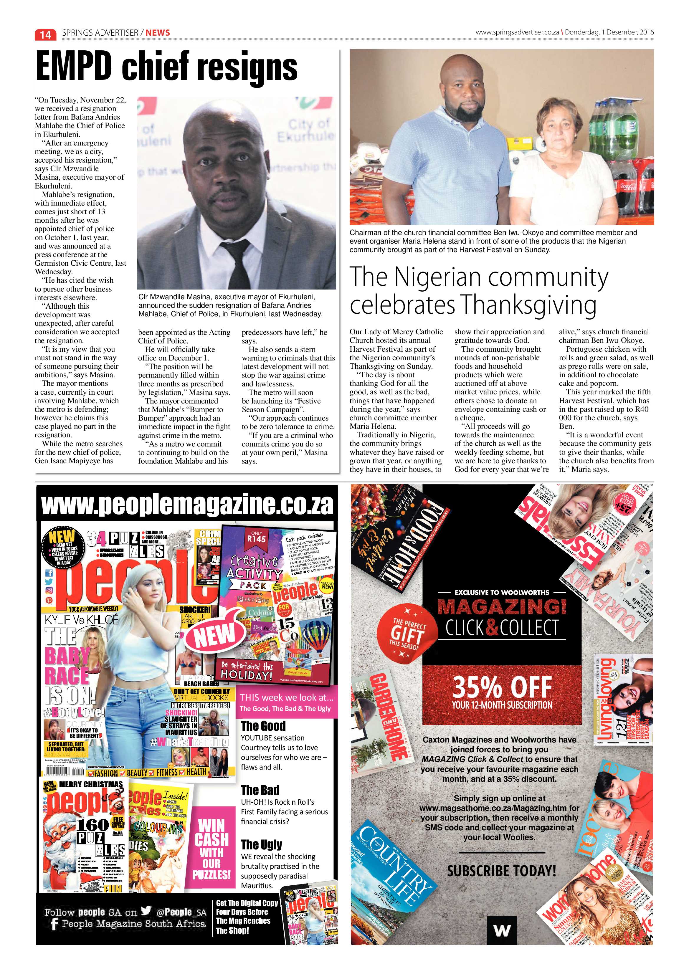 Springs Advertiser 01 December 2016 page 14