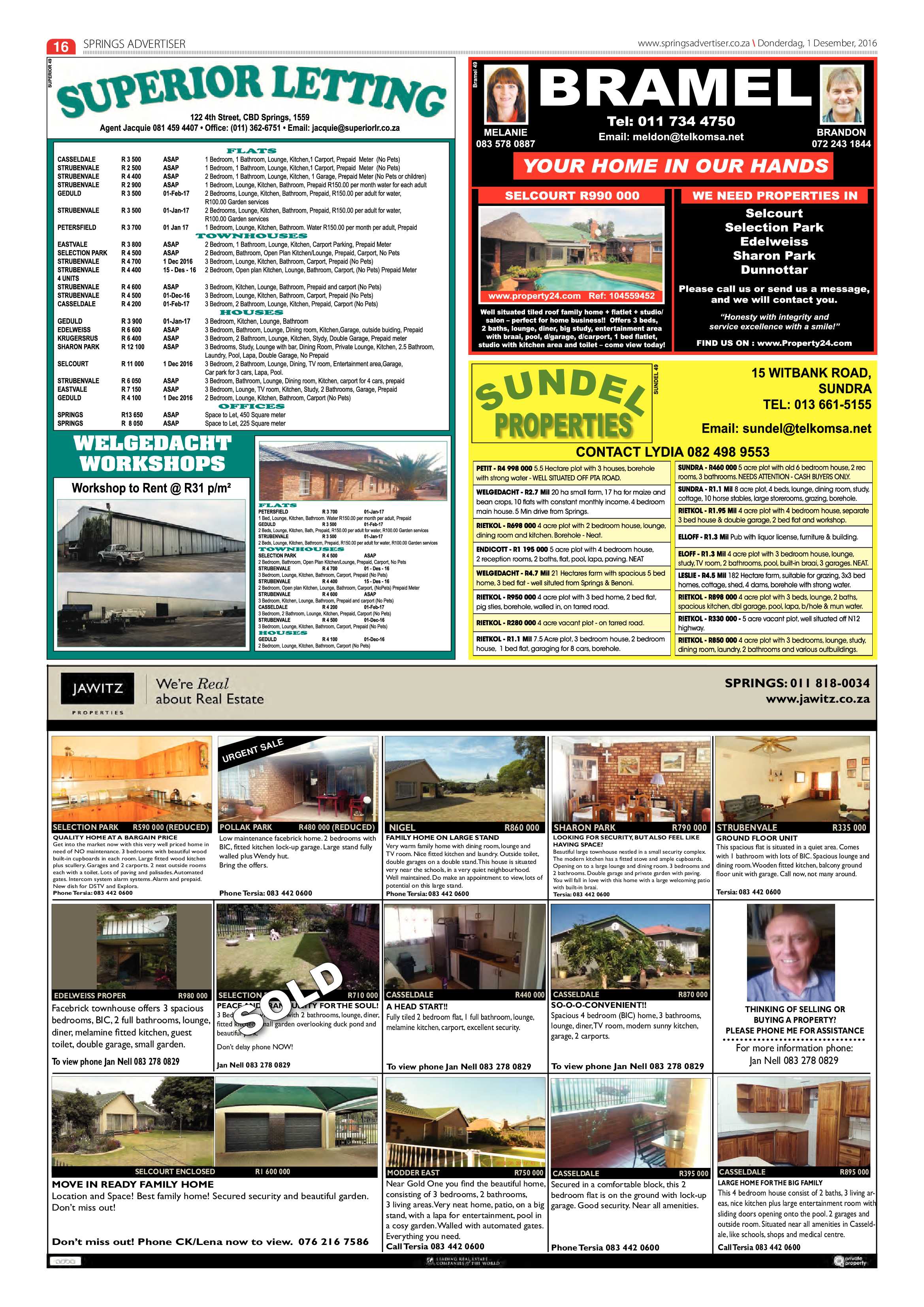 Springs Advertiser 01 December 2016 page 16