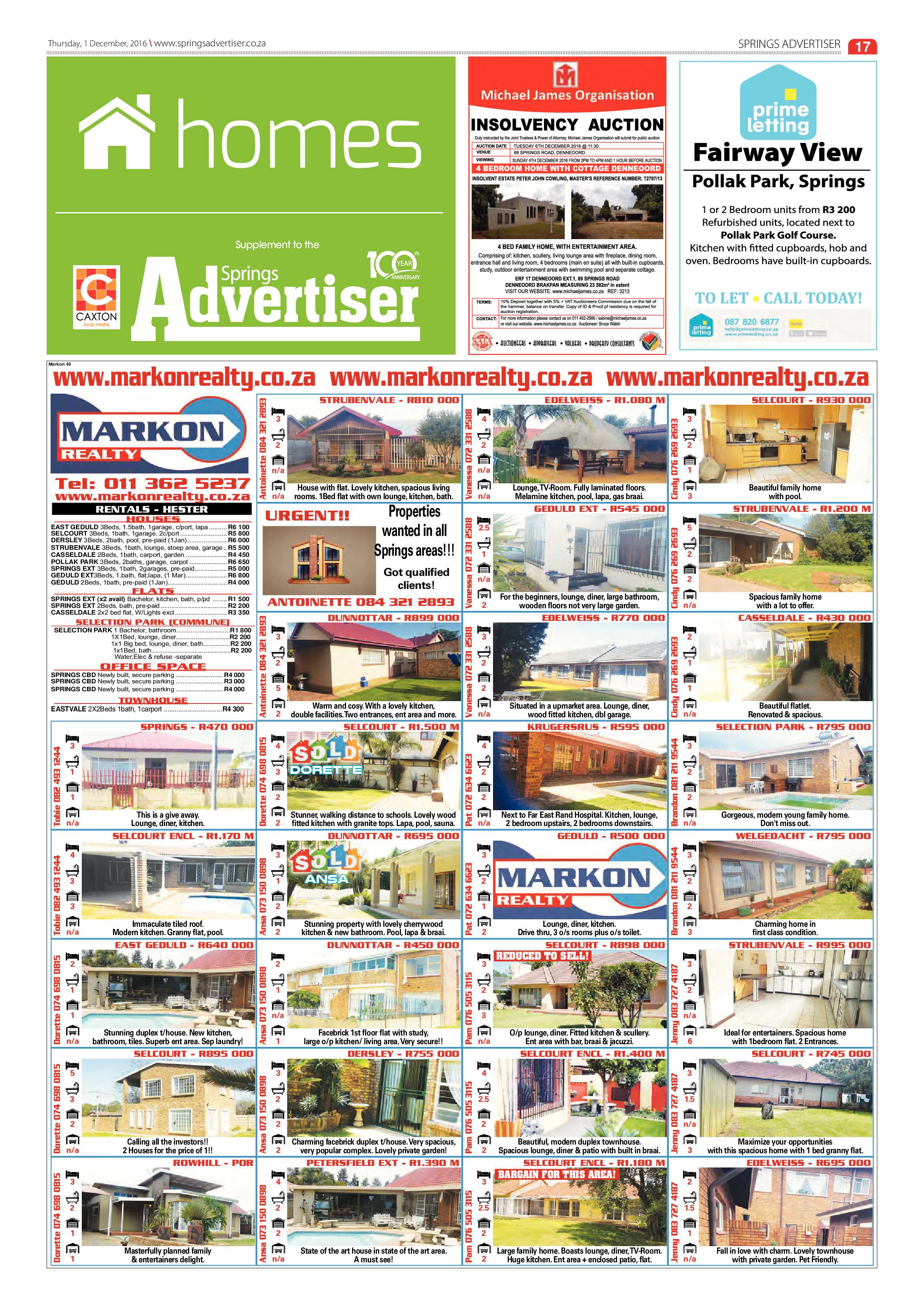 Springs Advertiser 01 December 2016 page 17