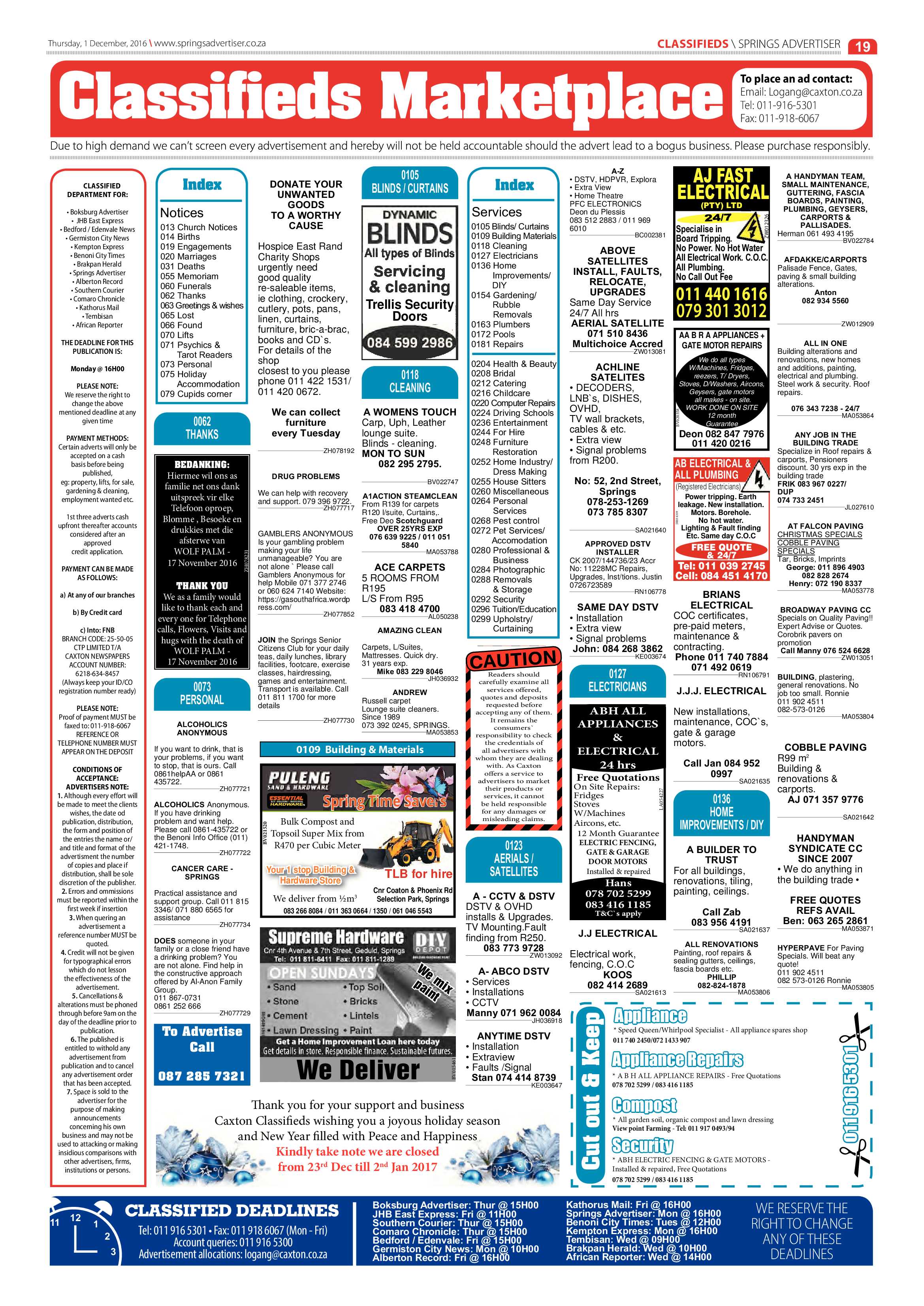 Springs Advertiser 01 December 2016 page 19