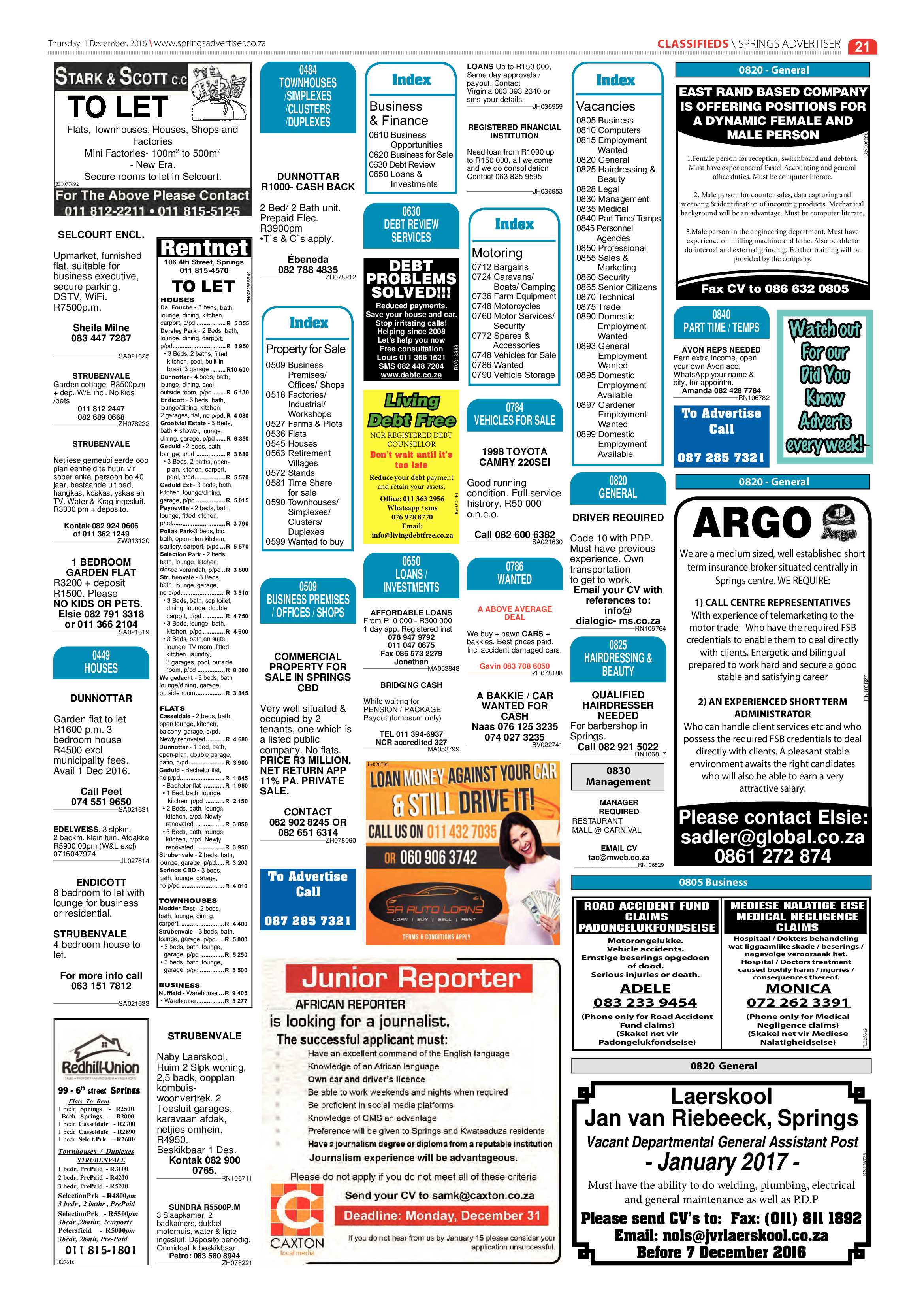 Springs Advertiser 01 December 2016 page 21