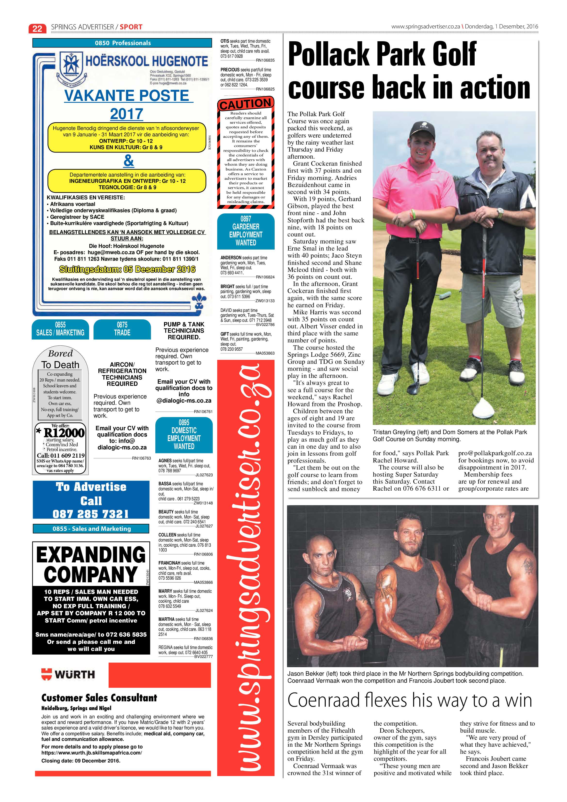 Springs Advertiser 01 December 2016 page 22