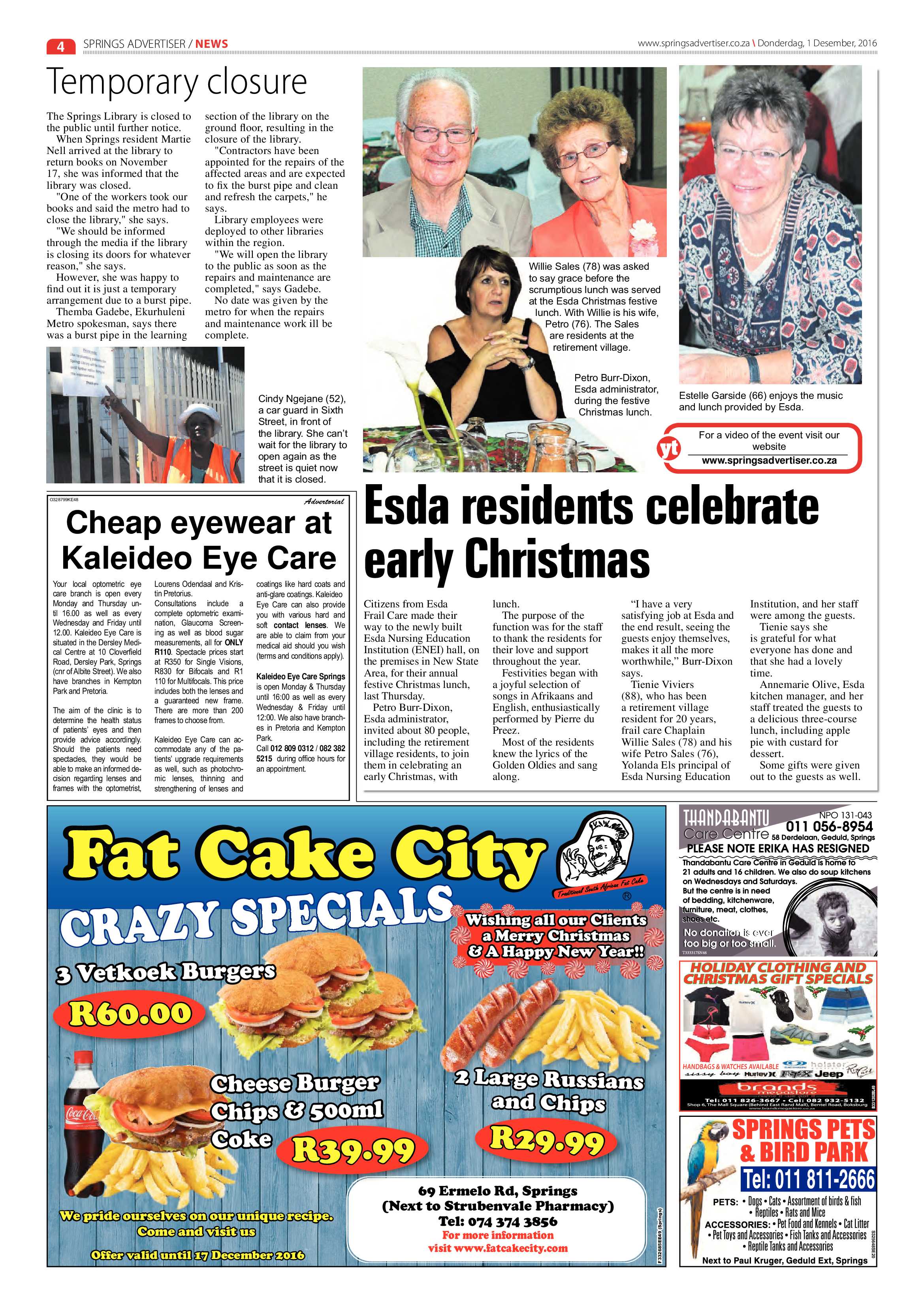 Springs Advertiser 01 December 2016 page 4