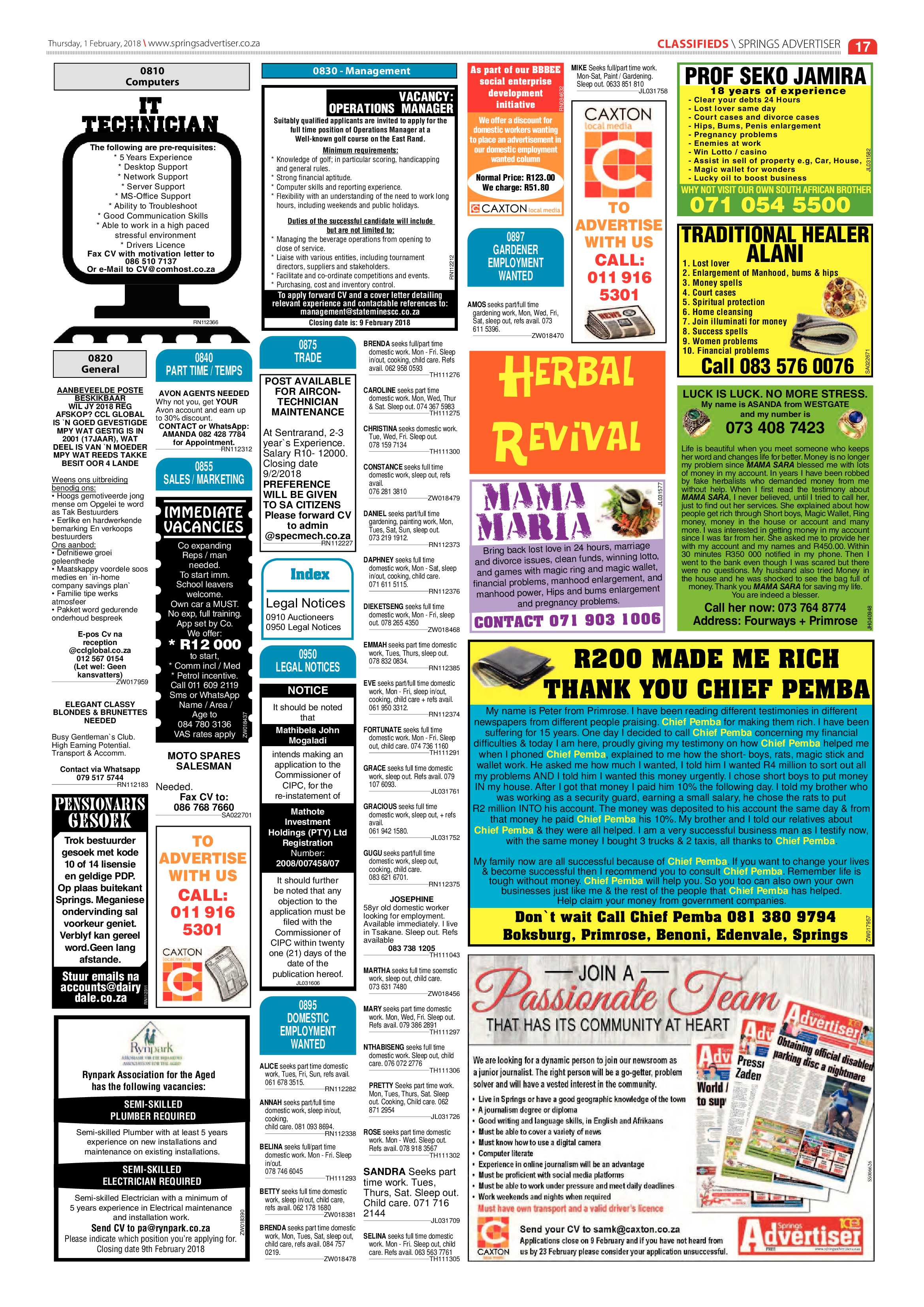 Springs Advertiser 01 February 2018 page 17