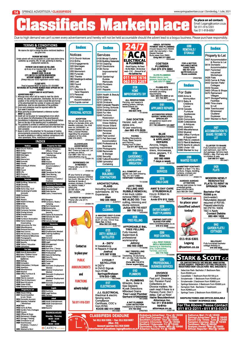 Springs Advertiser 01 July 2021 page 14