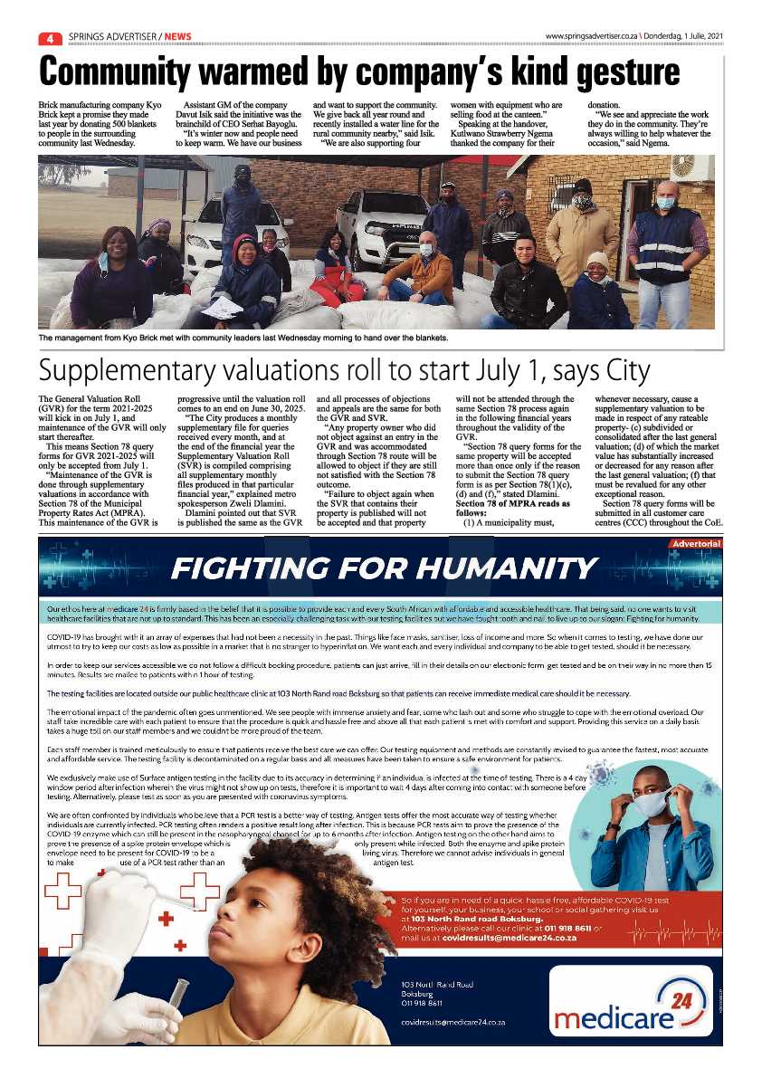 Springs Advertiser 01 July 2021 page 4