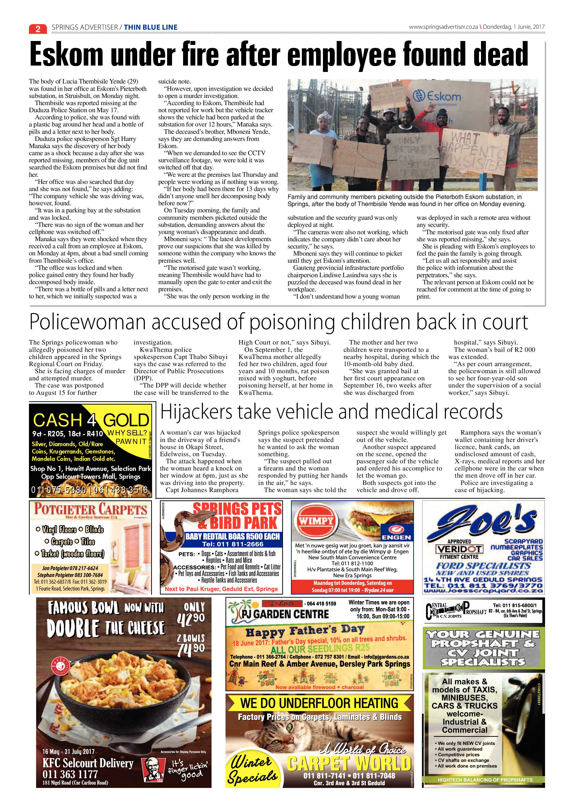 Springs Advertiser 01 June 2017 page 2