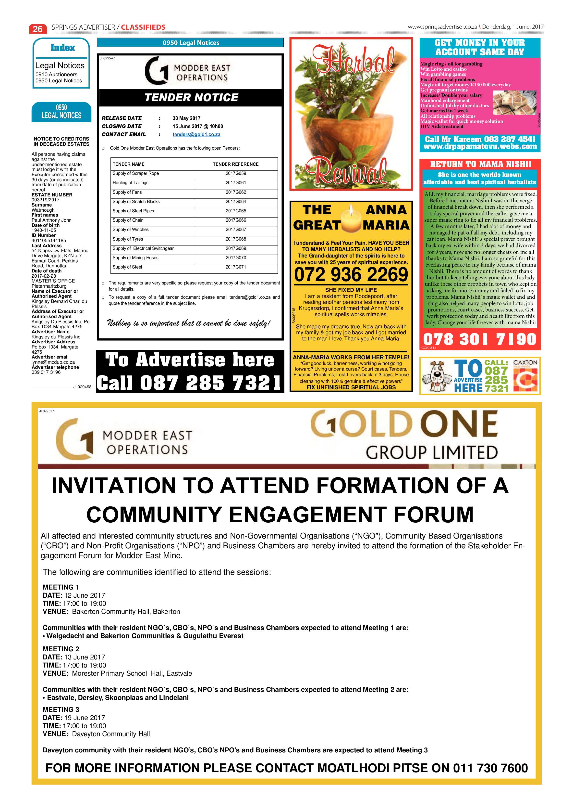 Springs Advertiser 01 June 2017 page 26