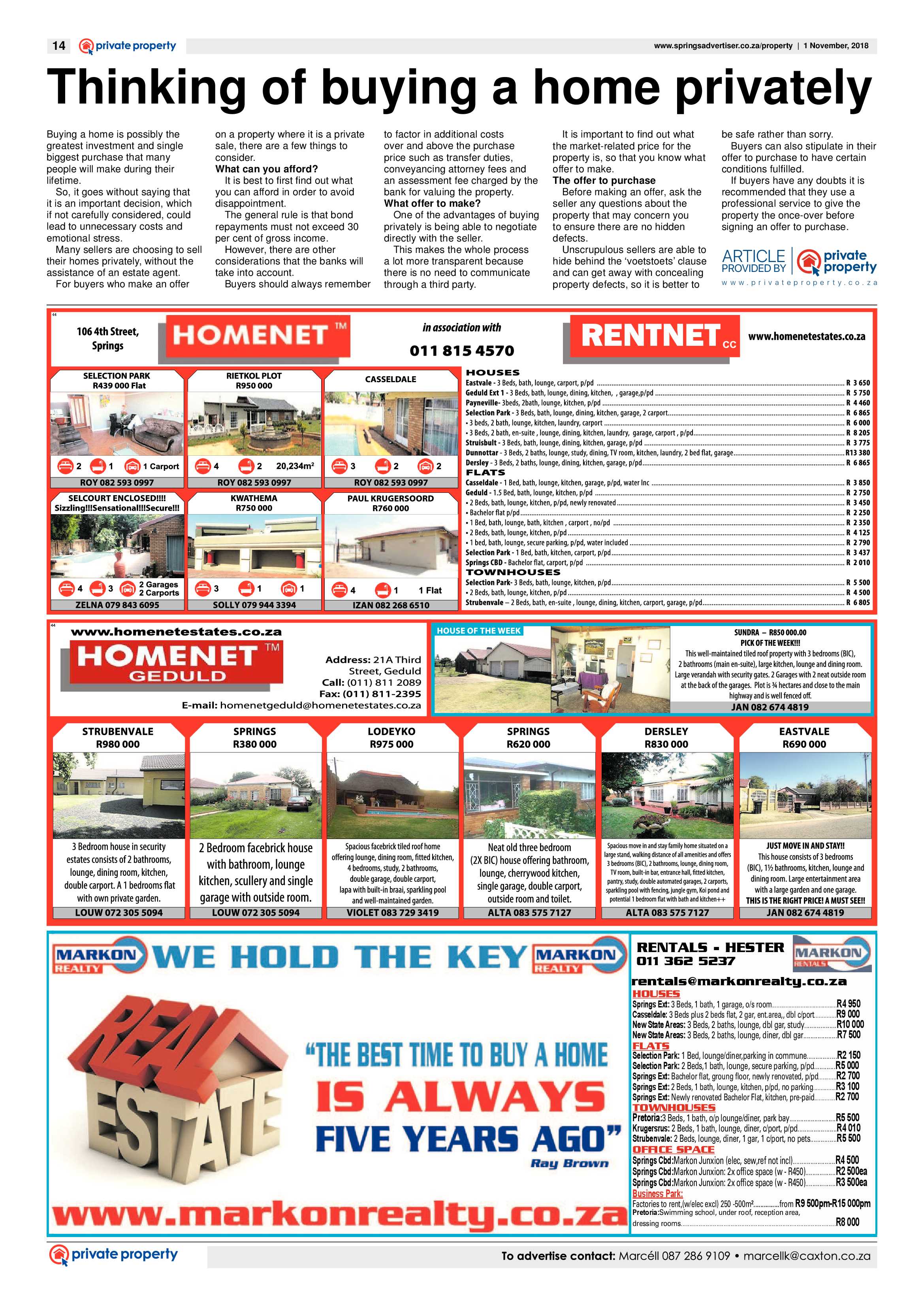 Springs Advertiser 01 November 2018 page 14