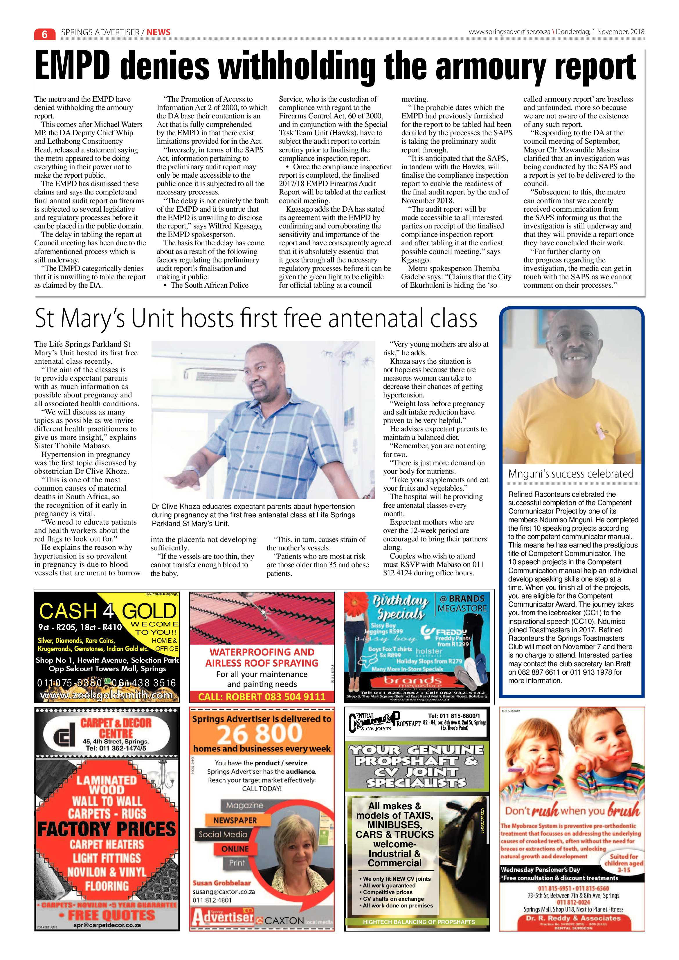 Springs Advertiser 01 November 2018 page 6