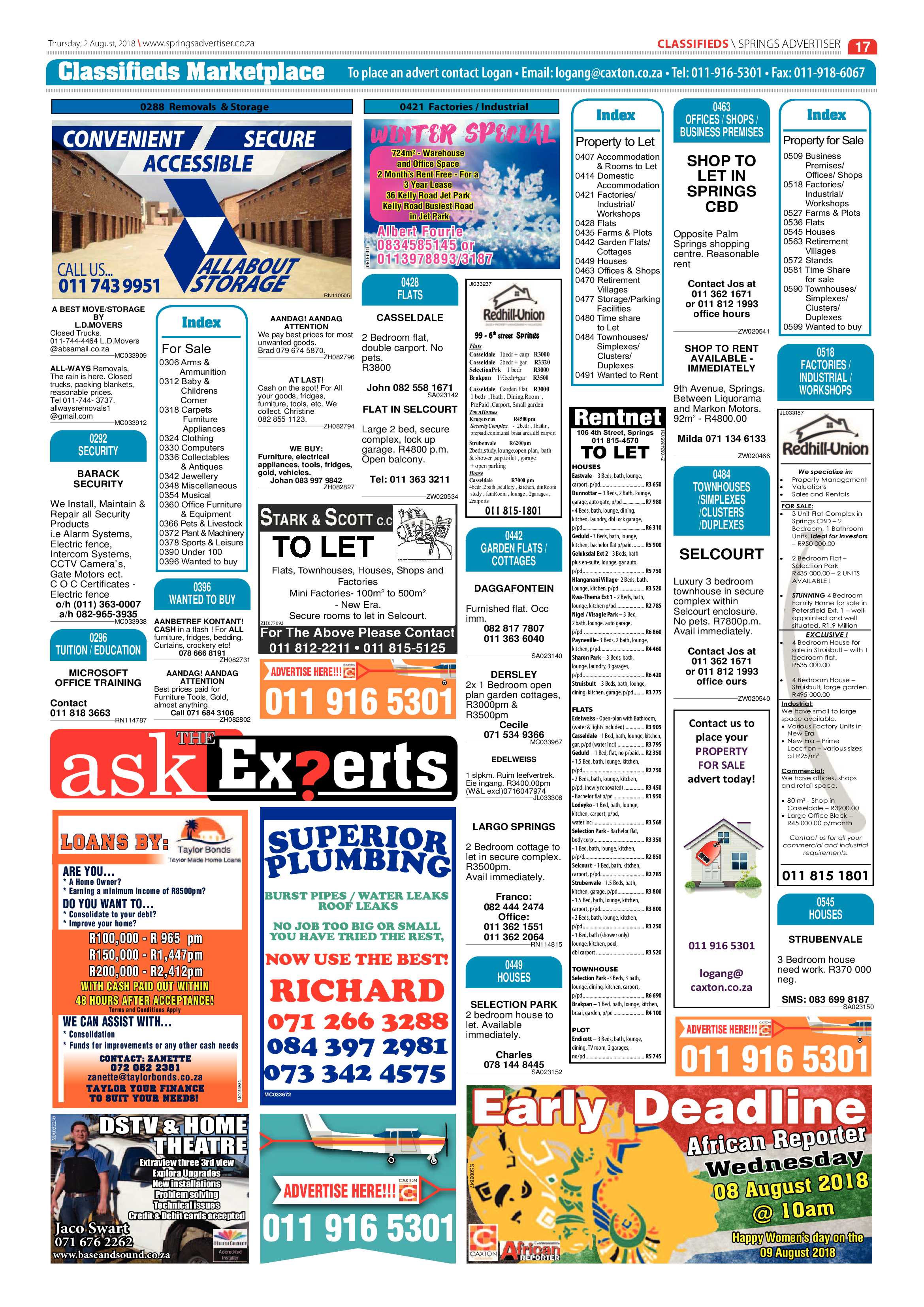 Springs Advertiser 02 August 2018 page 17