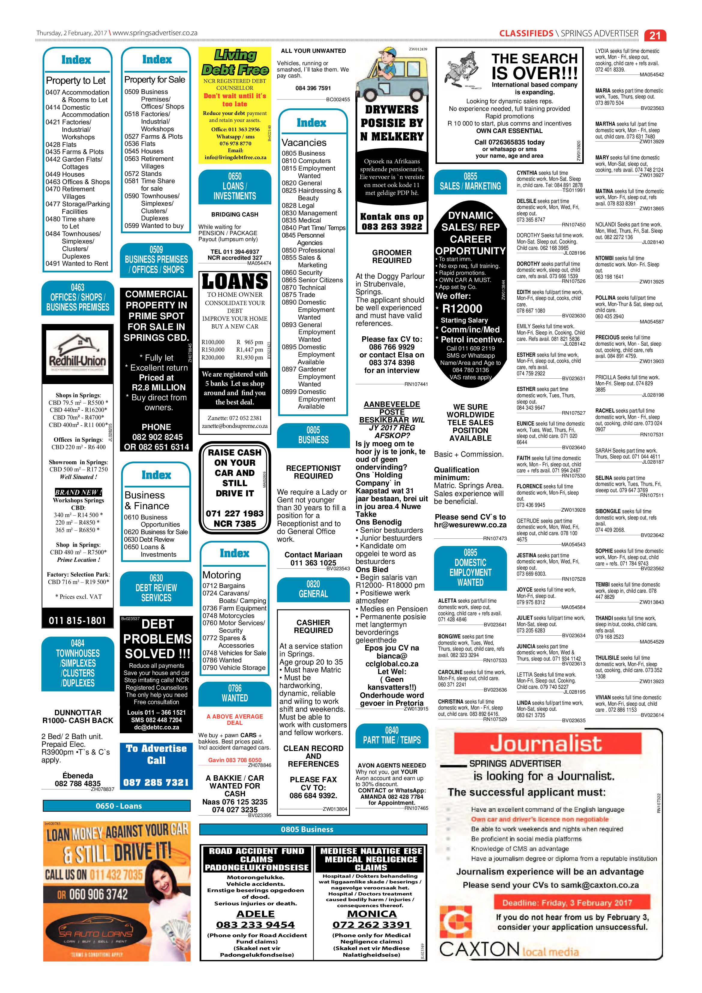 Springs Advertiser 02 February 2017 page 21