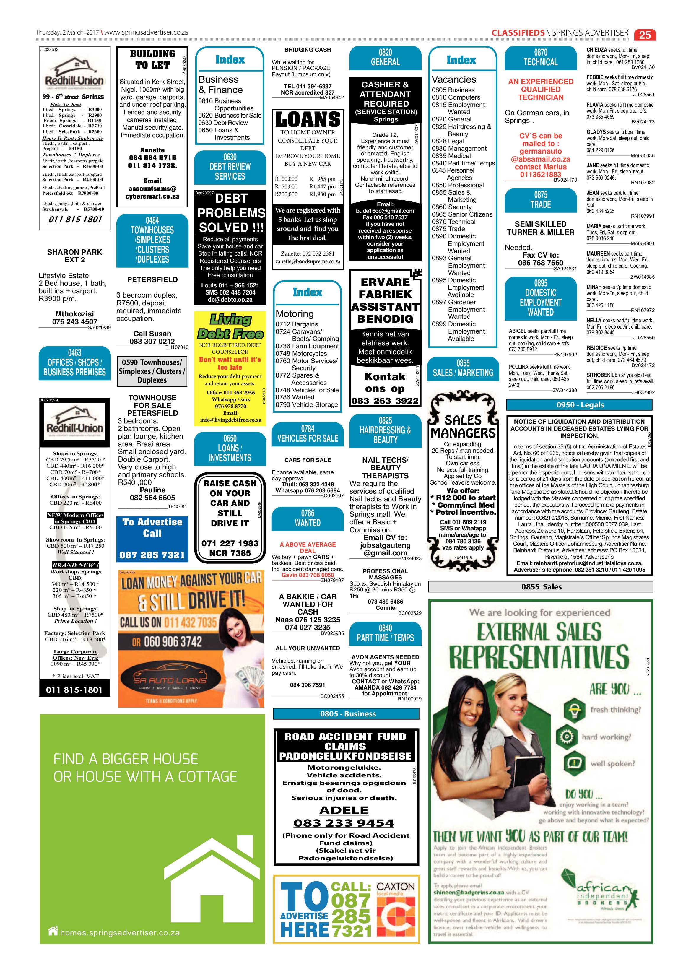 Springs Advertiser 02 March 2017 page 25