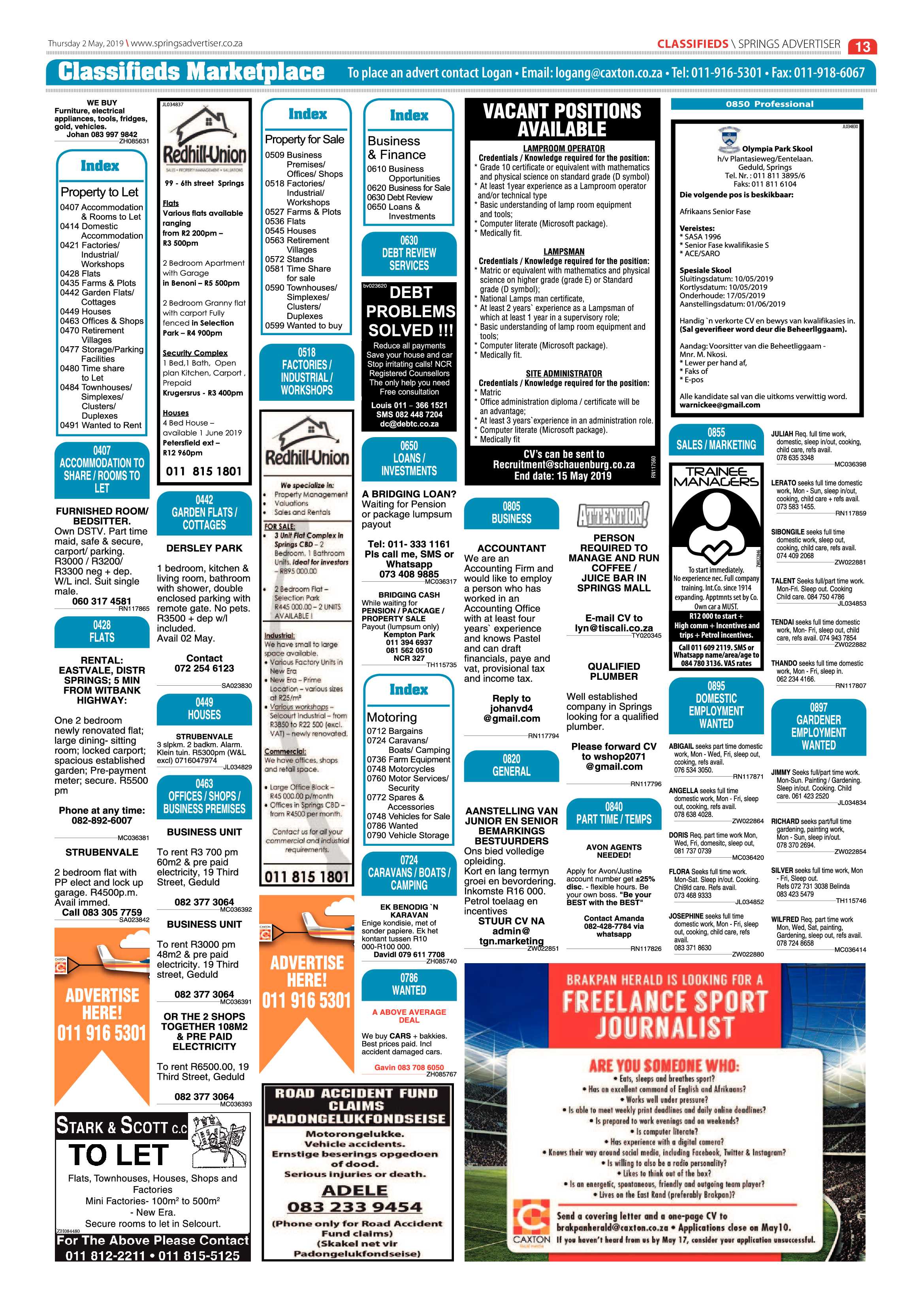 Springs Advertiser 02 May 2019 page 13