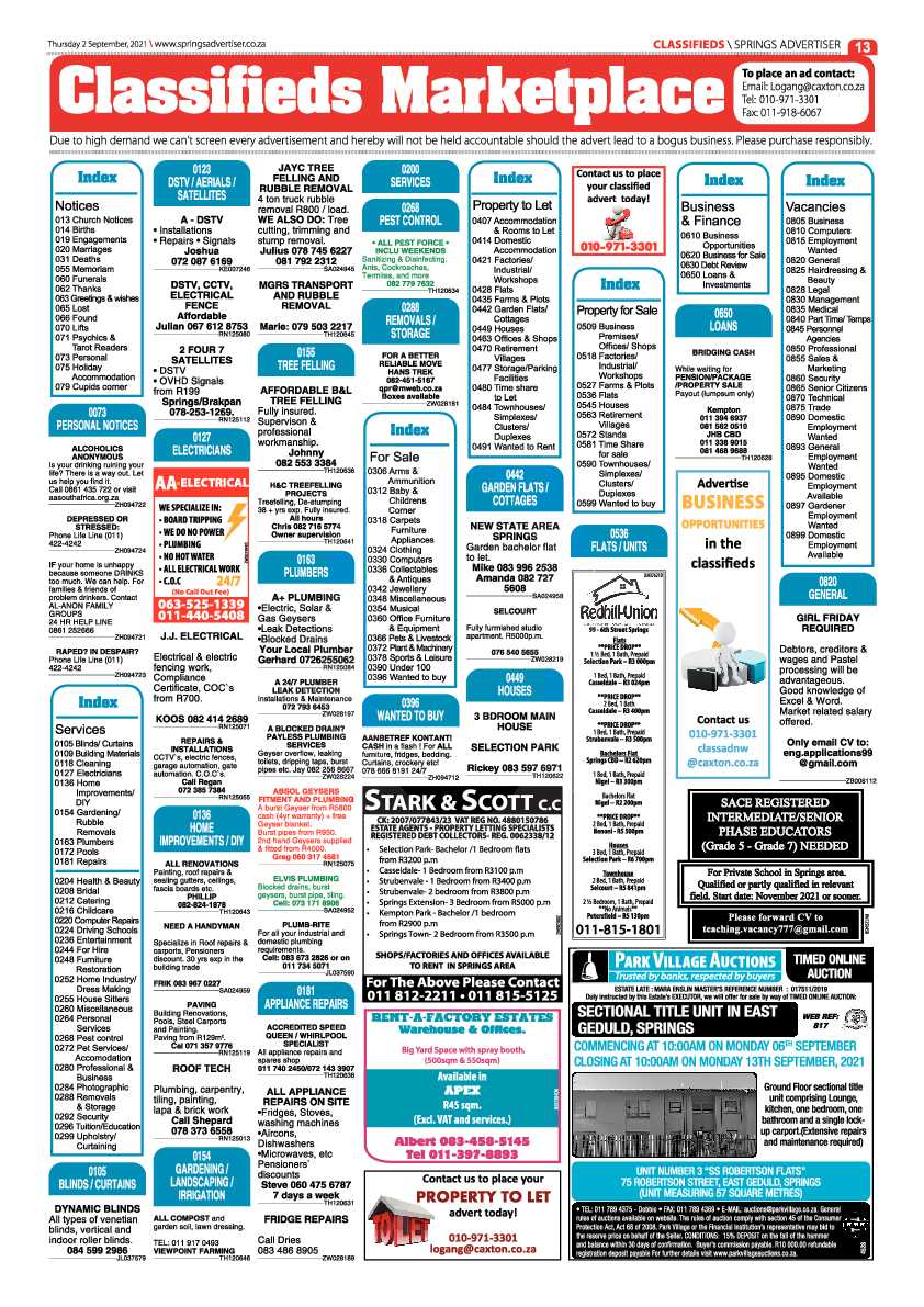 Springs Advertiser 02 September 2021 page 13