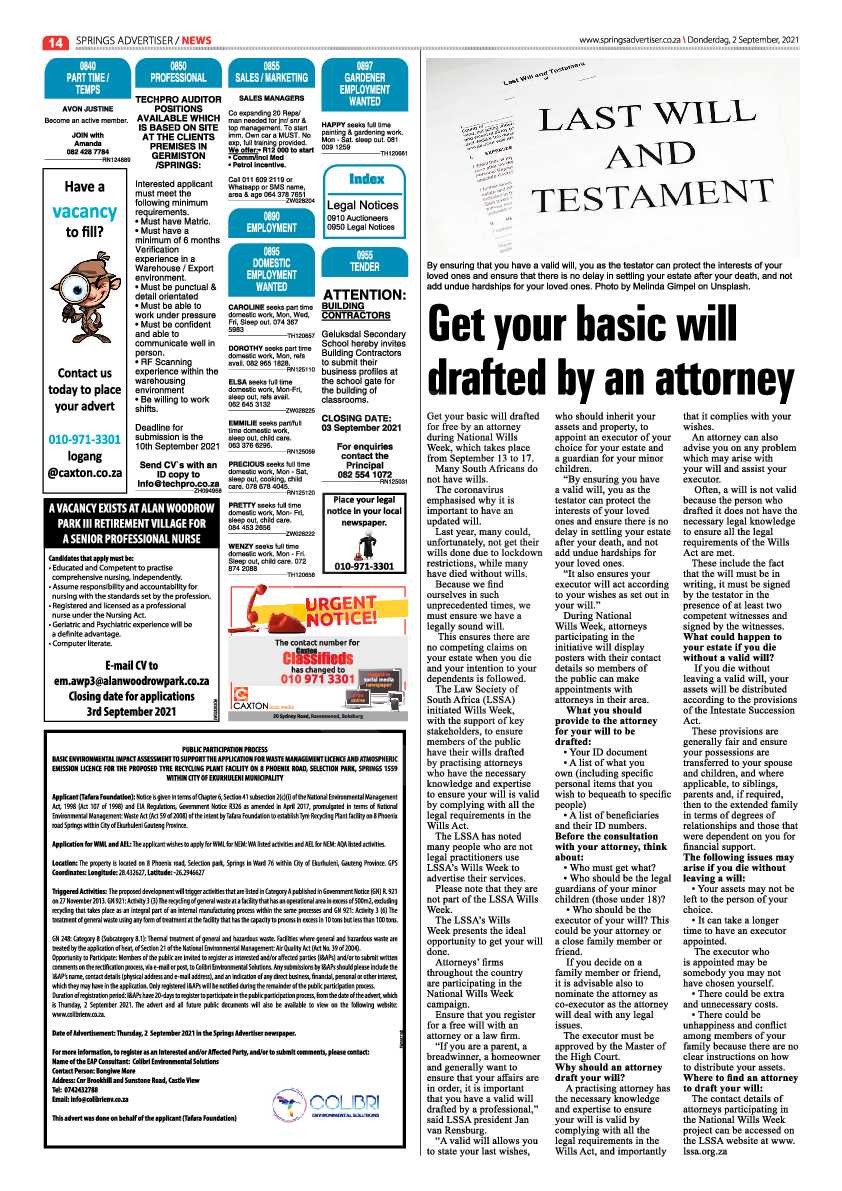 Springs Advertiser 02 September 2021 page 14