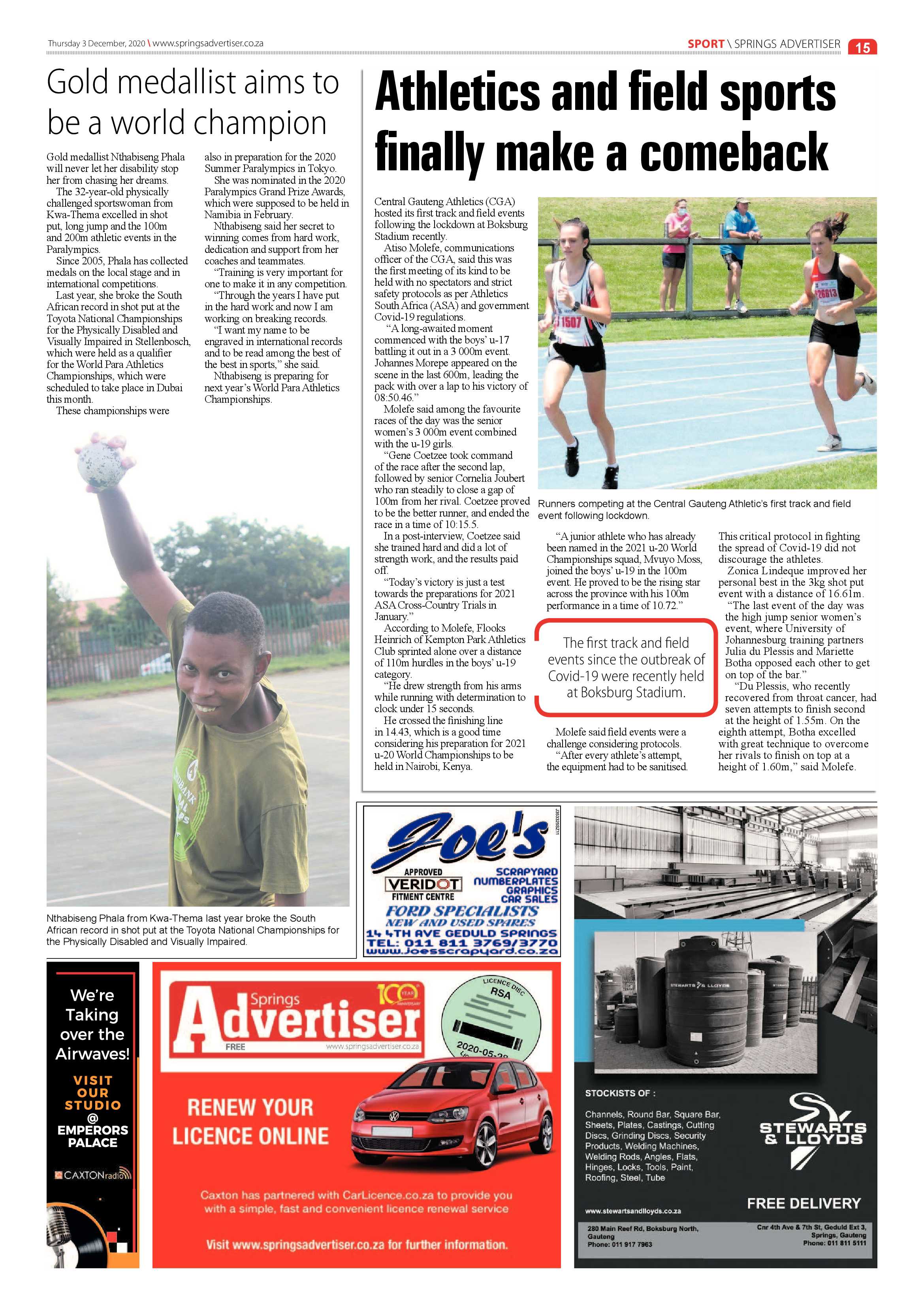 Springs Advertiser 03 December  2020 page 15