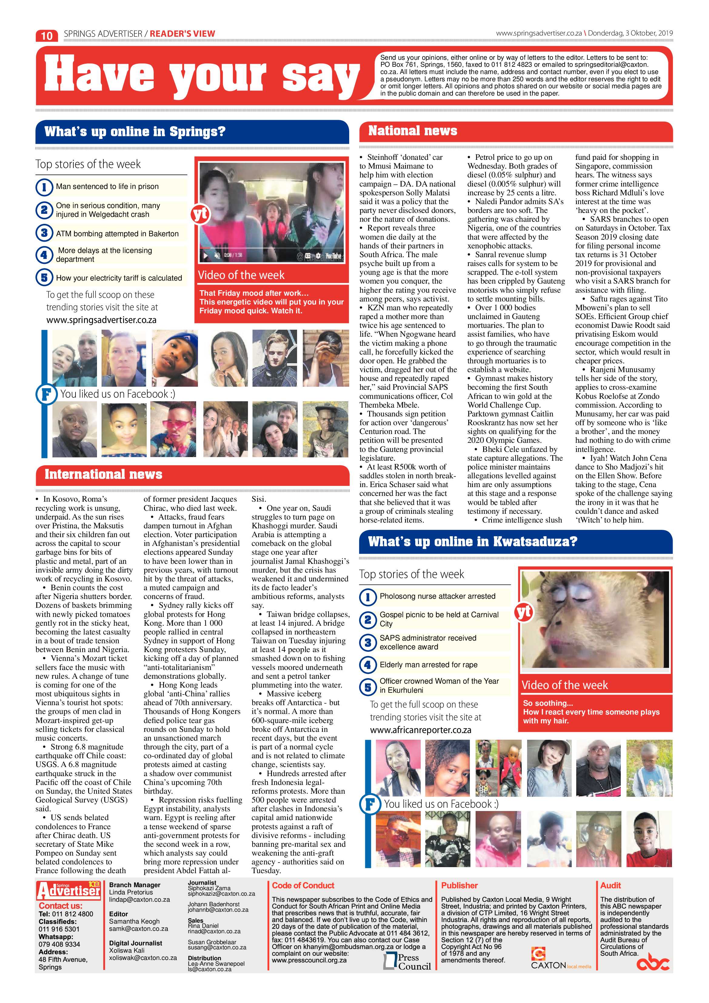 Springs Advertiser 03 October 2019 page 10