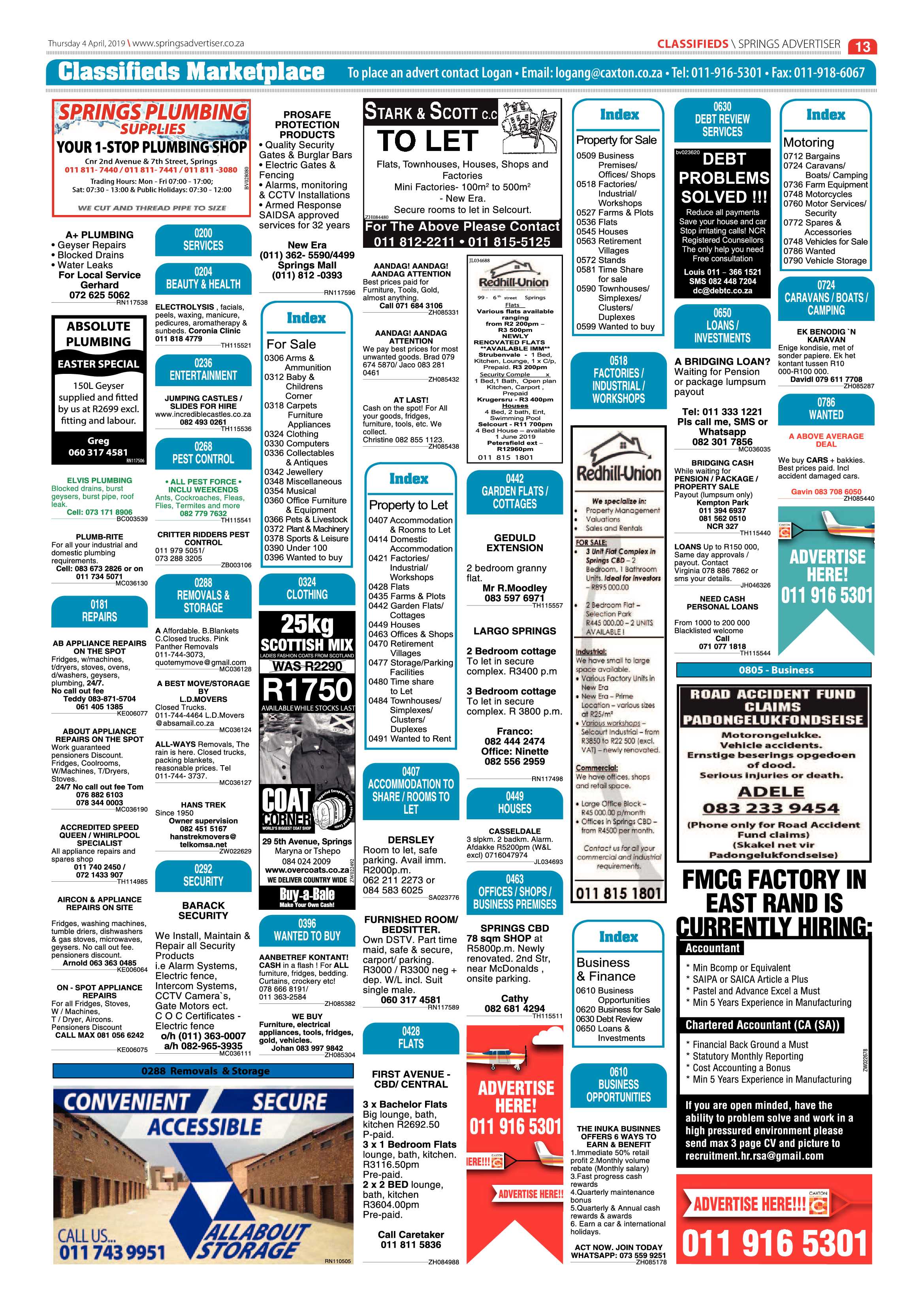 Springs Advertiser 04 April 2019 page 13