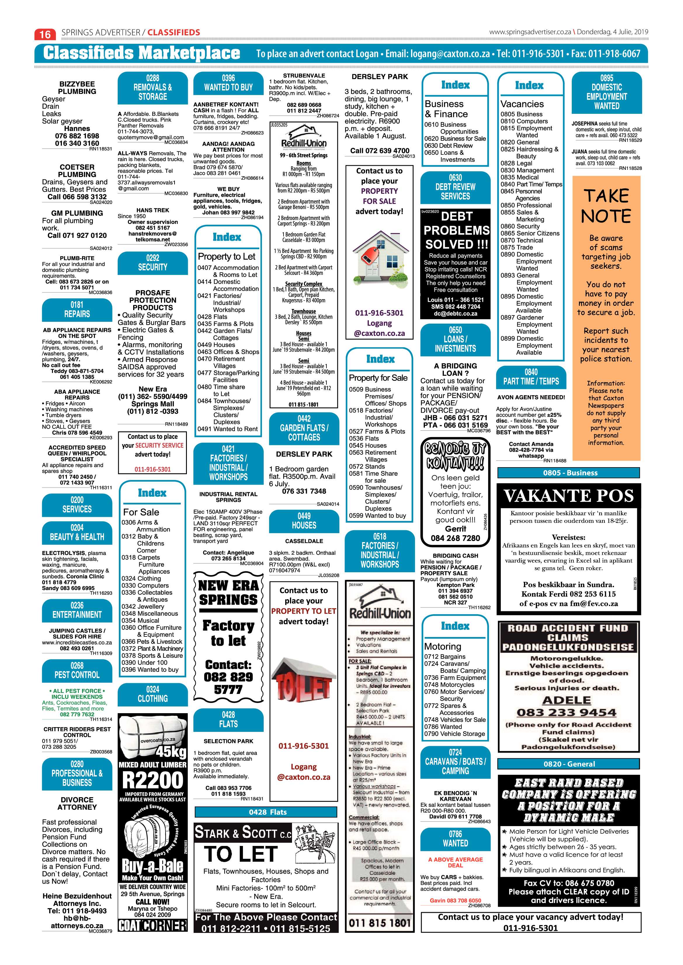 Springs Advertiser 04 July 2019 page 16