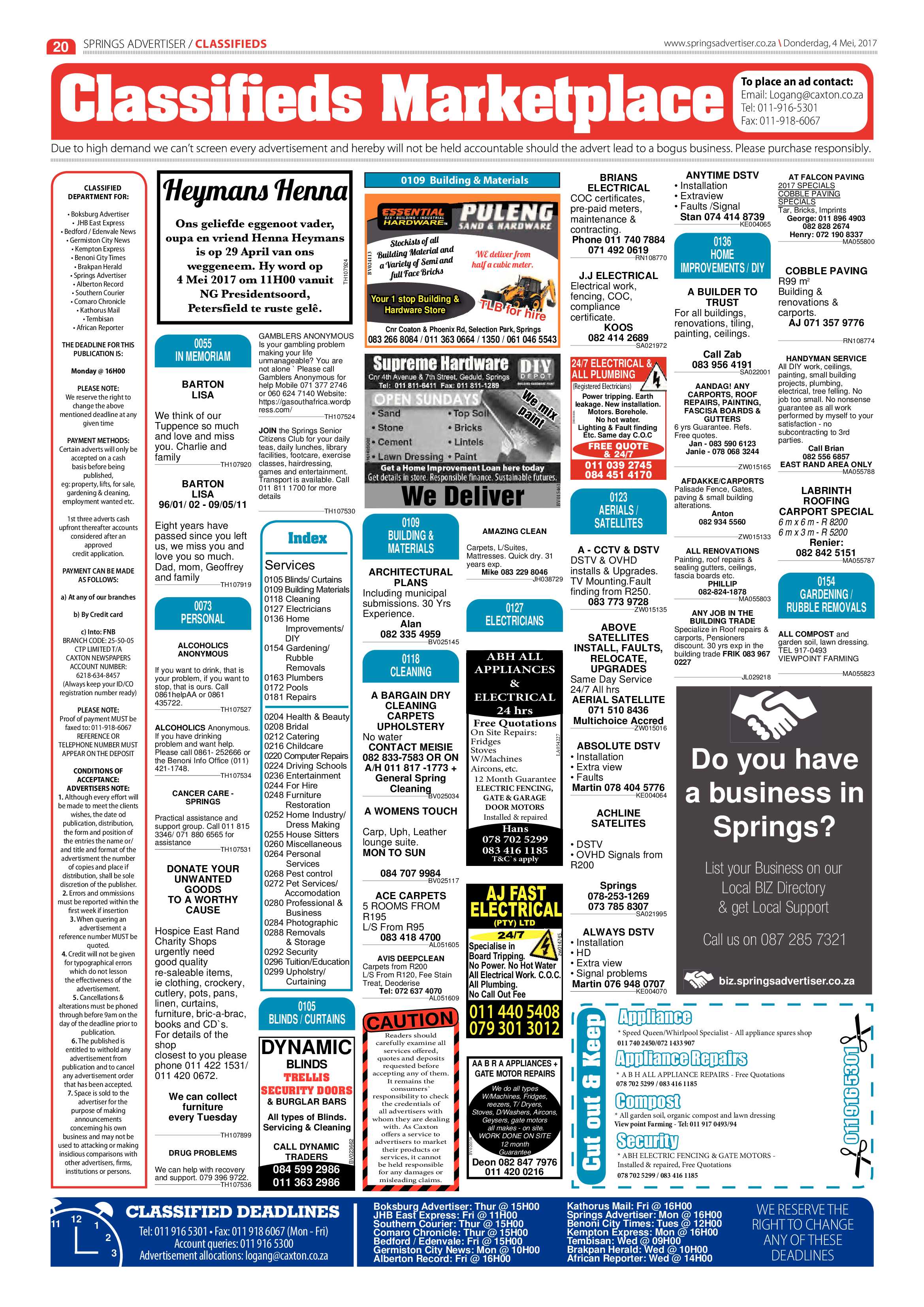 Springs Advertiser 04 May 2017 page 20
