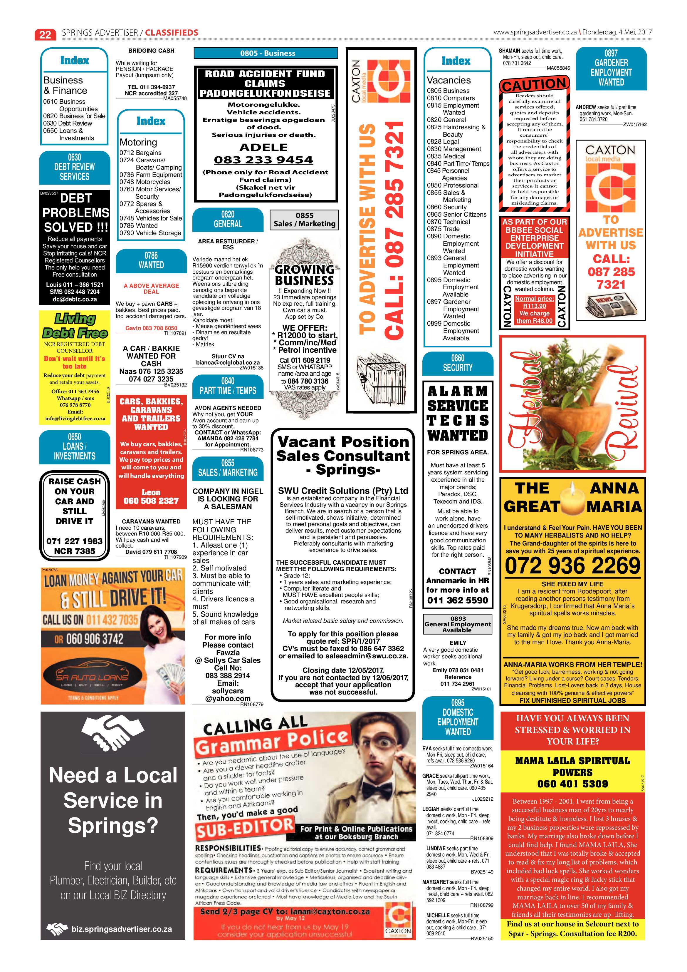 Springs Advertiser 04 May 2017 page 22