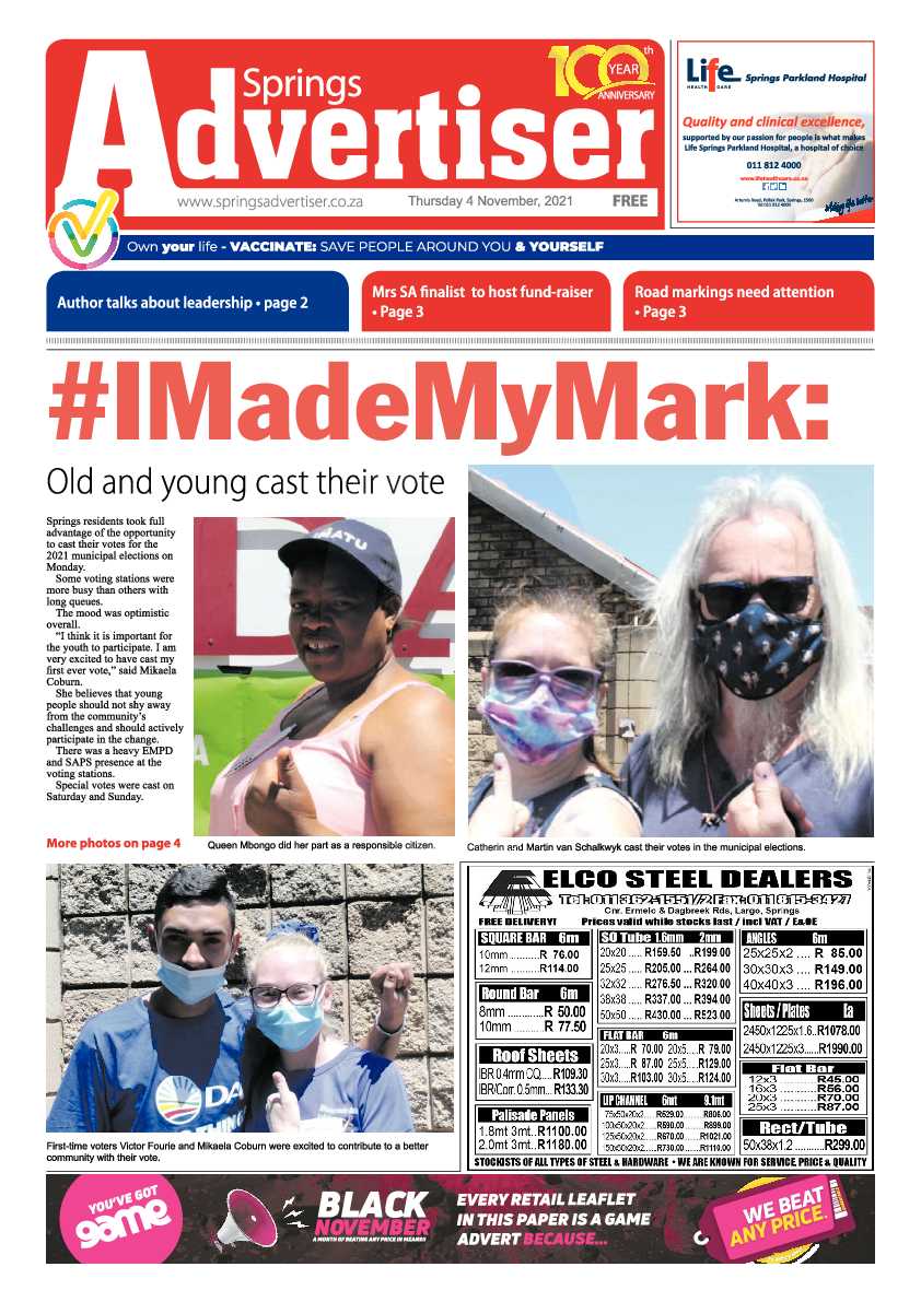 Springs Advertiser 04 November 2021 page 1