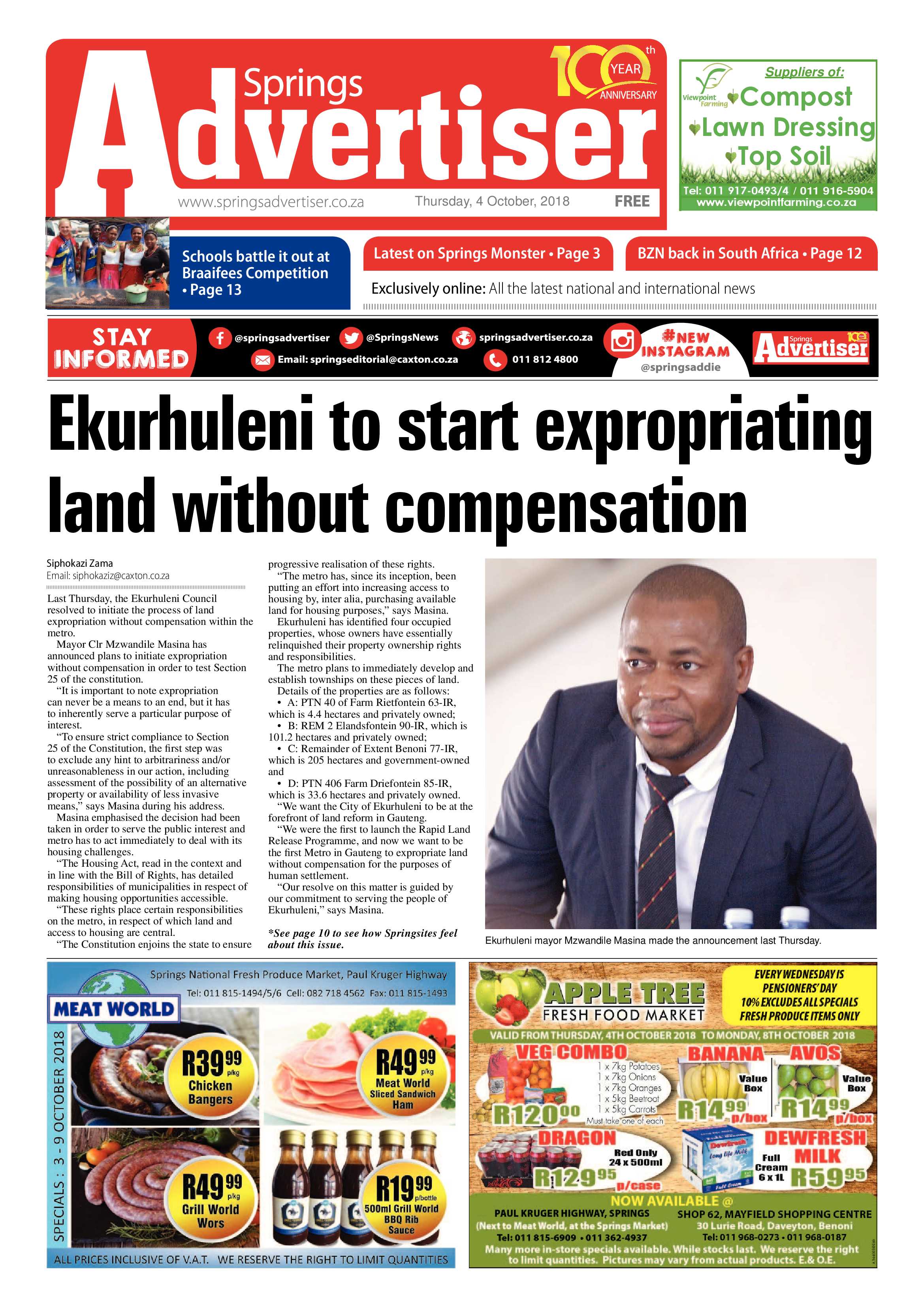 Springs Advertiser 04 October 2018 page 1