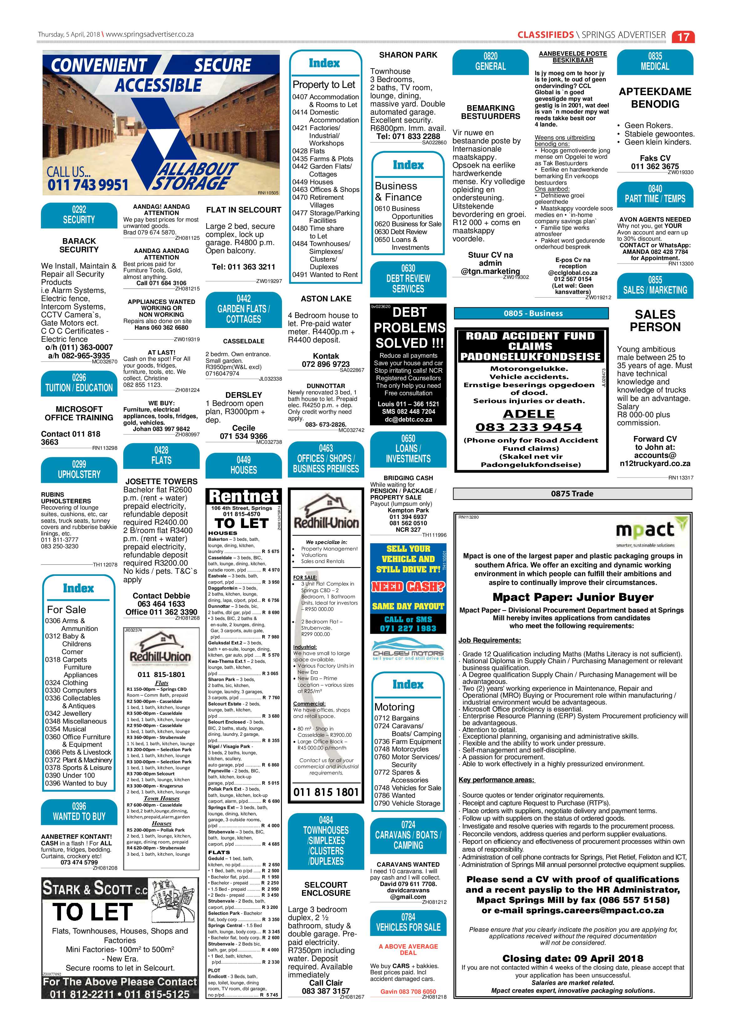 Springs Advertiser 05 April 2018 page 17