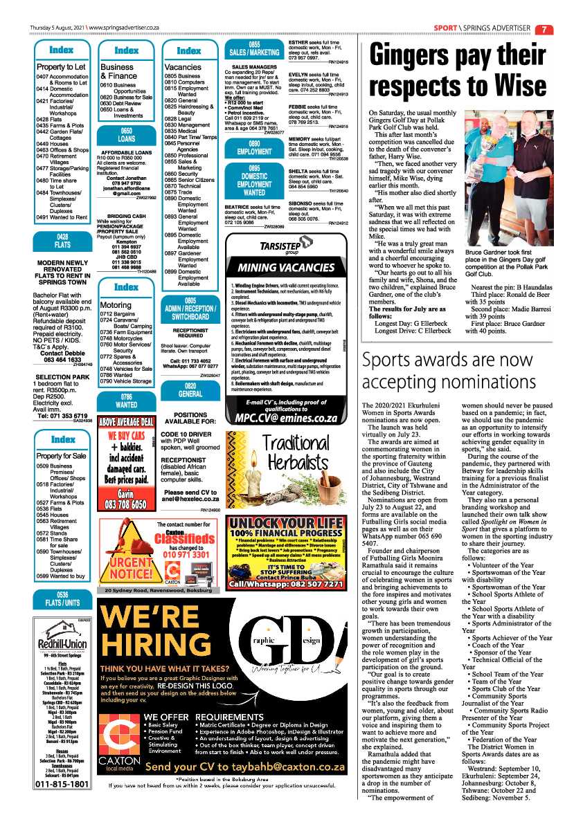 Springs Advertiser 05 August 2021 page 7
