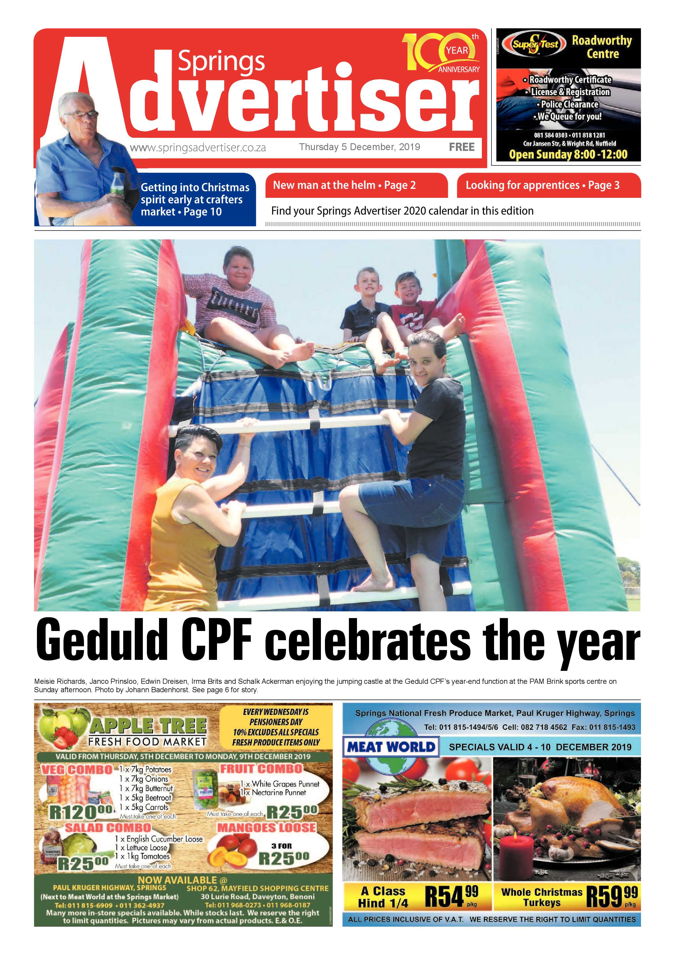 Springs Advertiser 05 December 2019 page 1