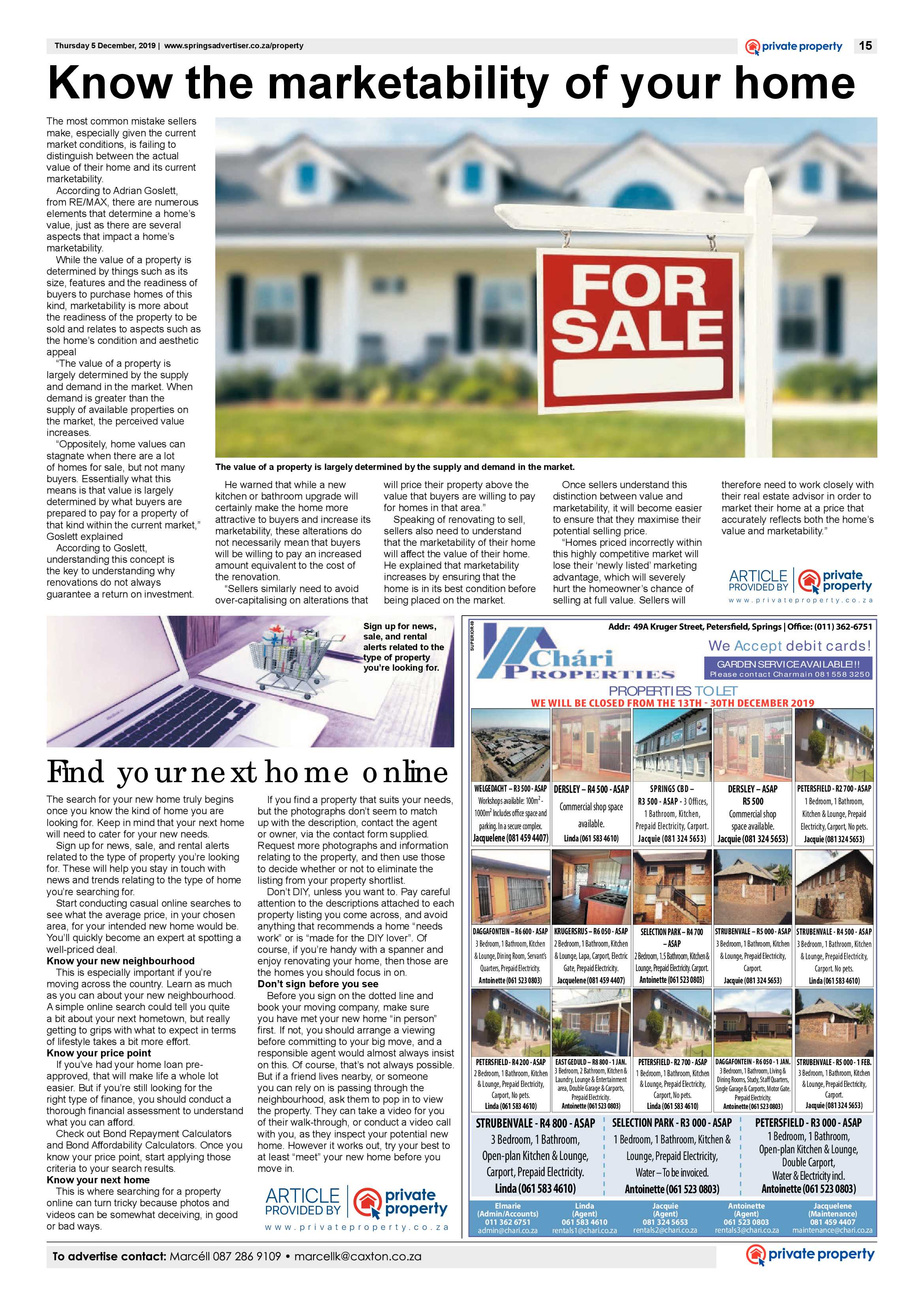 Springs Advertiser 05 December 2019 page 15