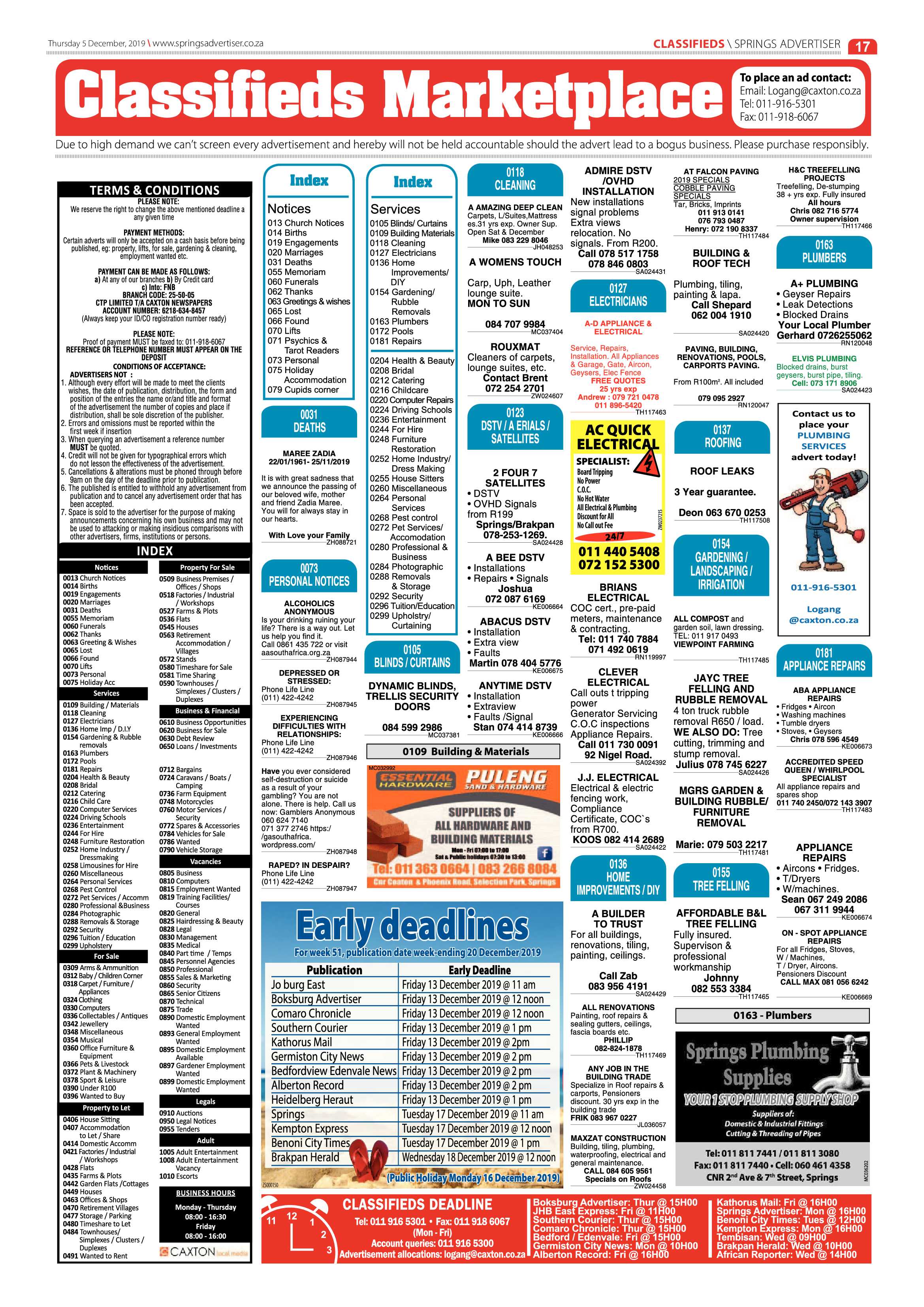 Springs Advertiser 05 December 2019 page 17