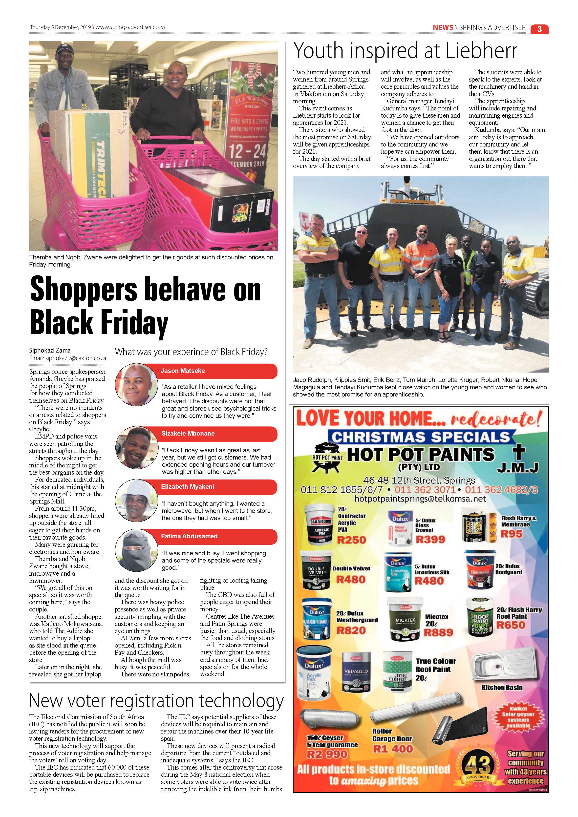 Springs Advertiser 05 December 2019 page 3
