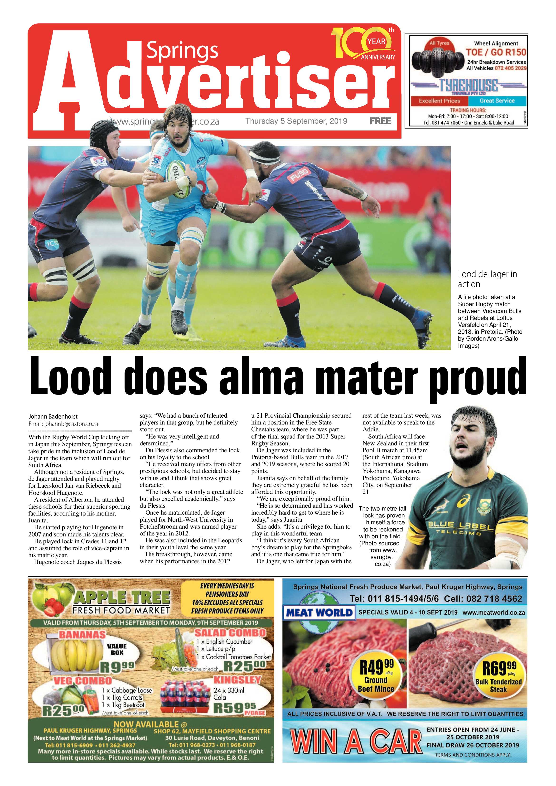 Springs Advertiser 05 September 2019 page 1