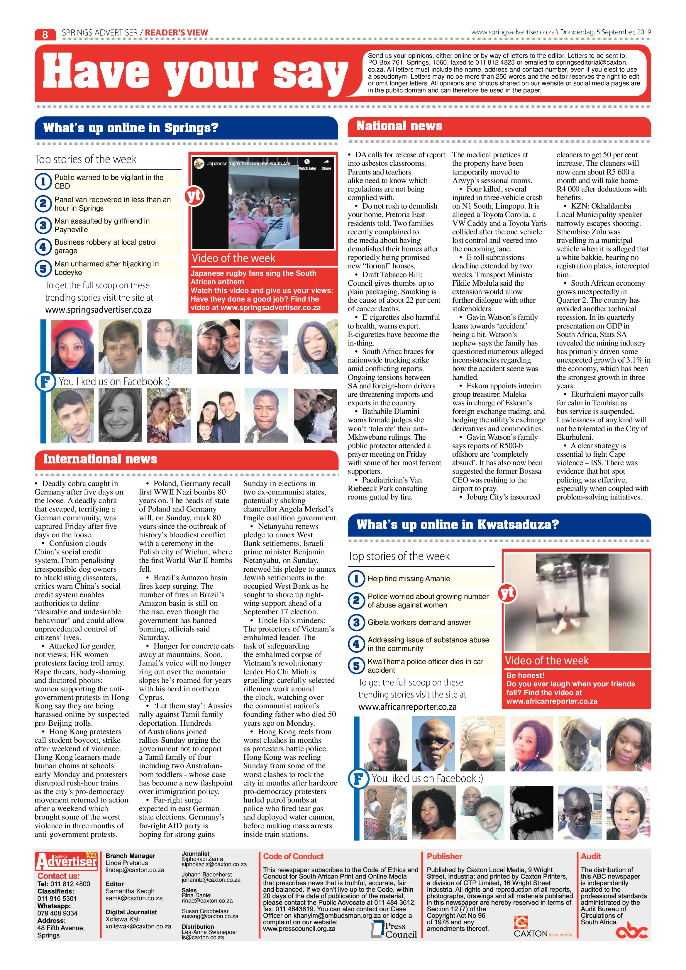 Springs Advertiser 05 September 2019 page 8