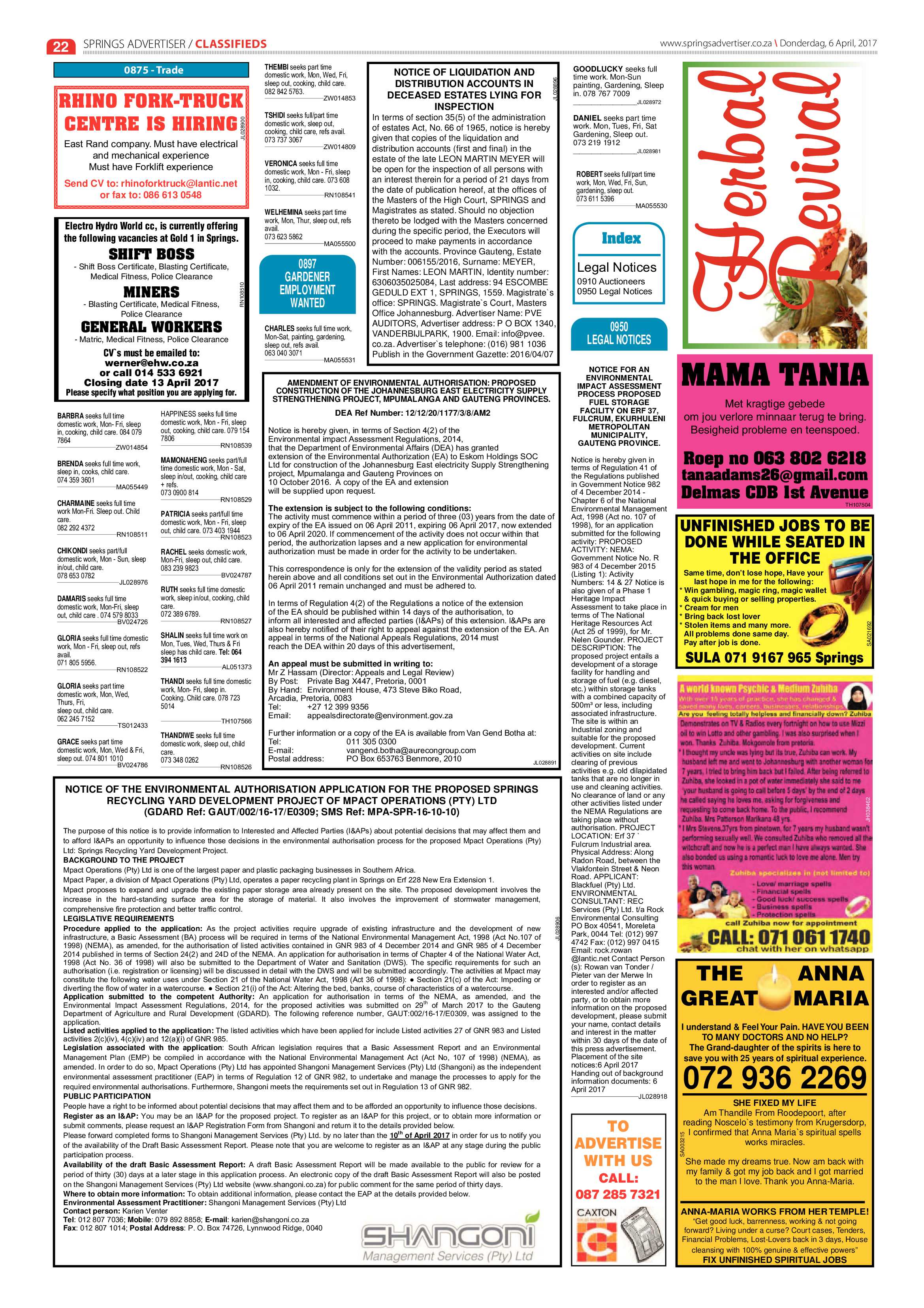 Springs Advertiser 06 April 2017 page 22