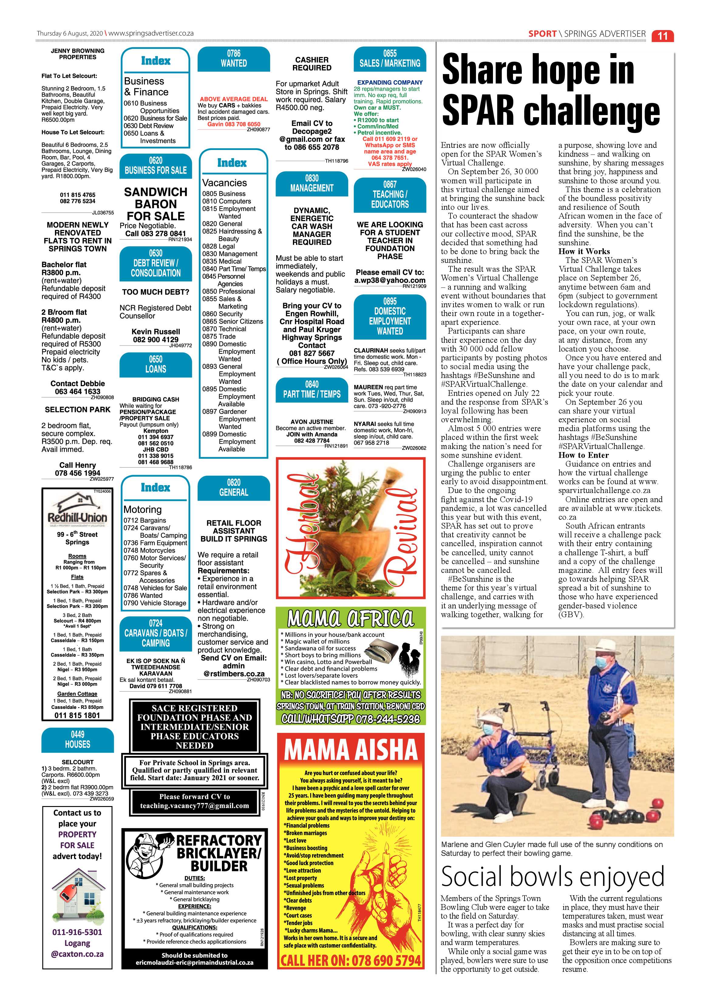 Springs Advertiser 06 August 2020 page 11