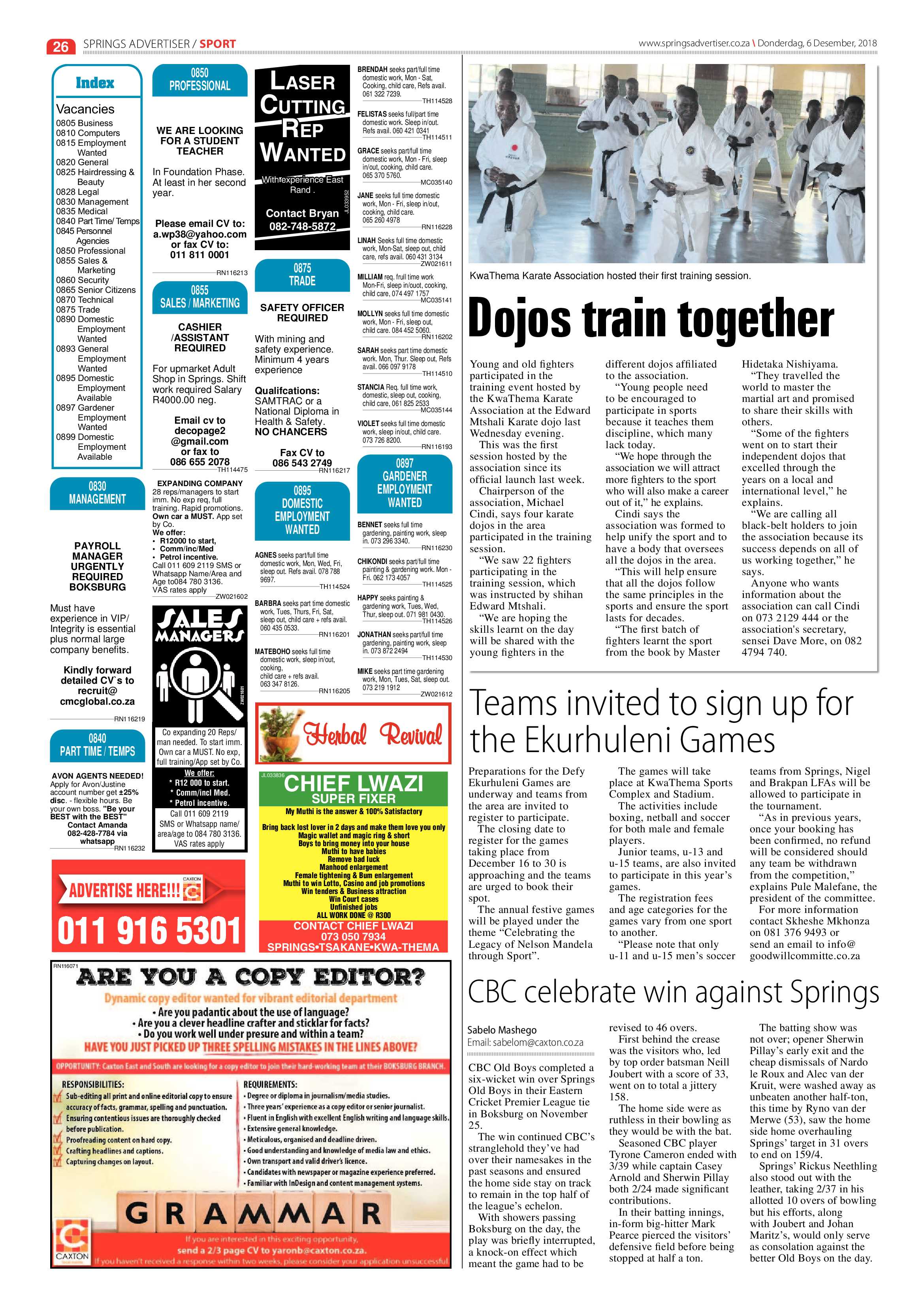 Springs Advertiser 06 December 2018 page 26