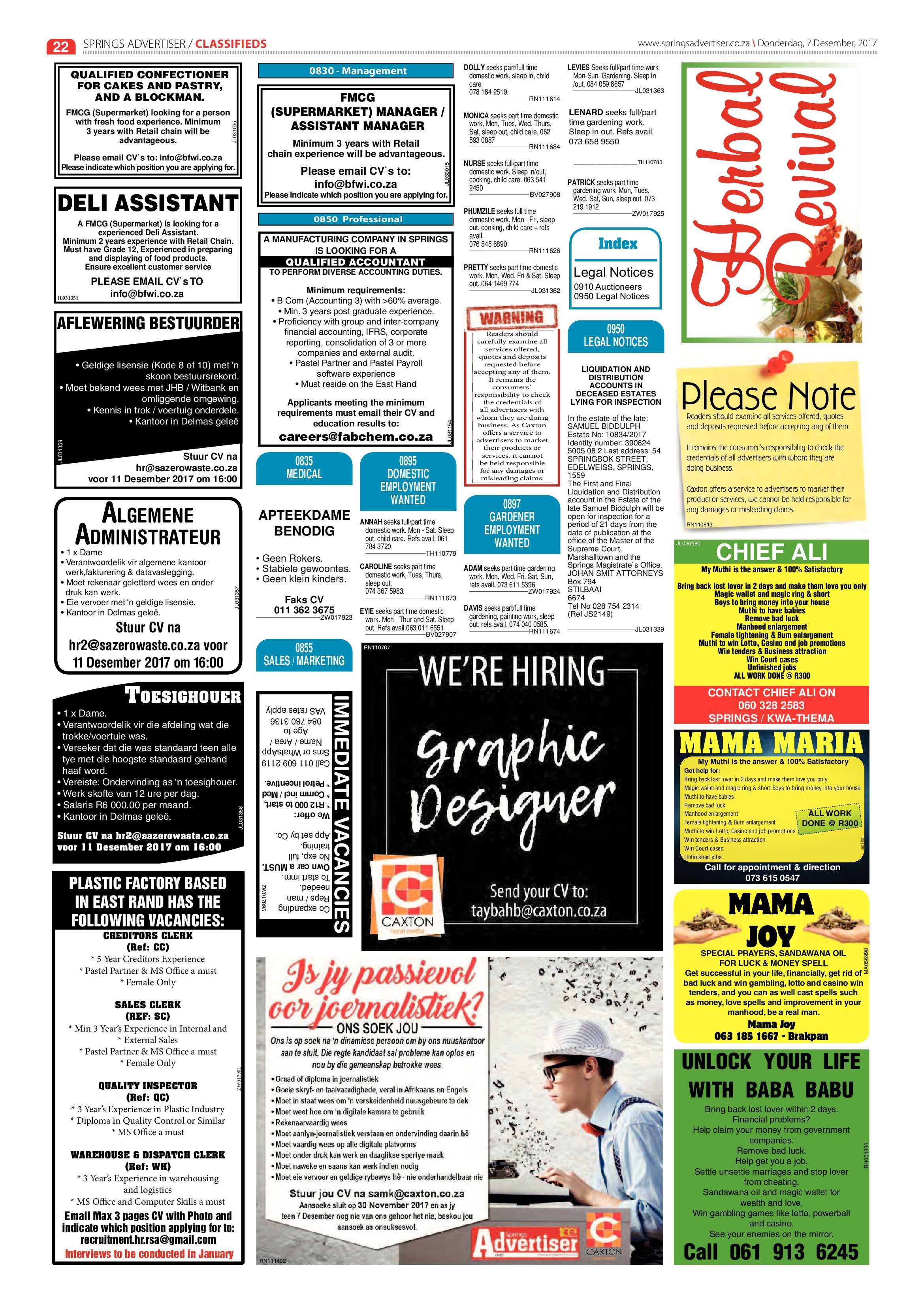 Springs Advertiser 07 December 2017 page 22